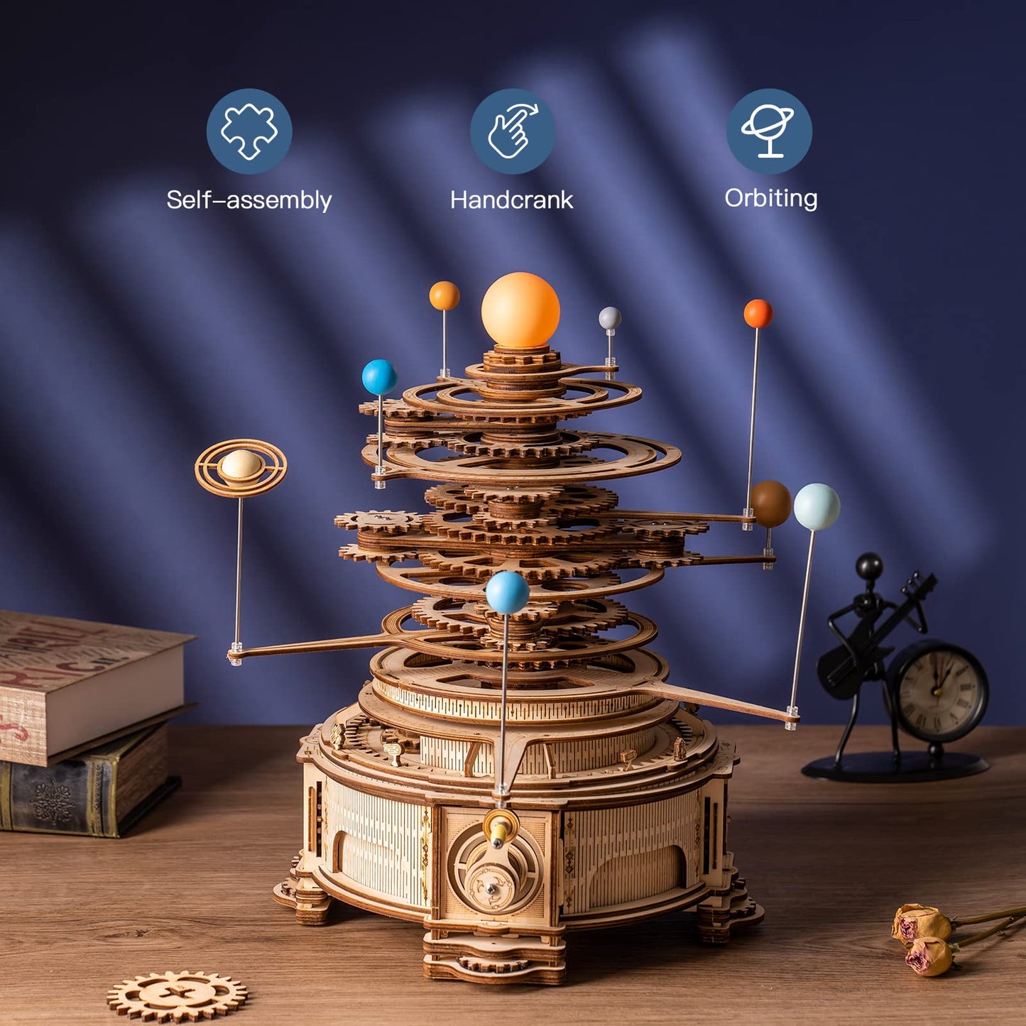 ROKR 3D Wooden Puzzles for Adults - Huge Orrery Model | Mechanical Solar System Puzzle Kit