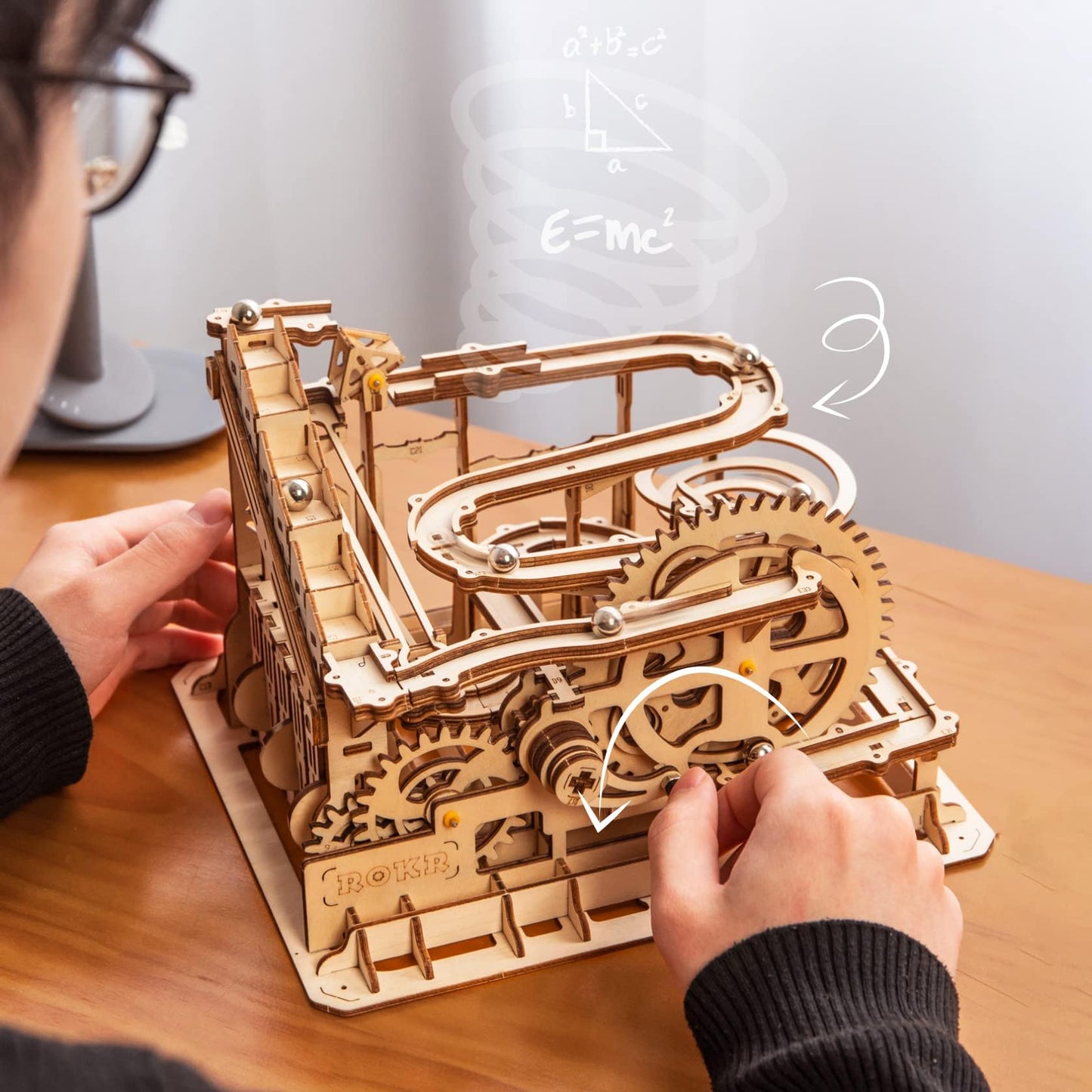 ROKR 3D Wooden Marble Run Set – Mechanical Puzzle Kit for Adults | DIY Roller Coaster Toy