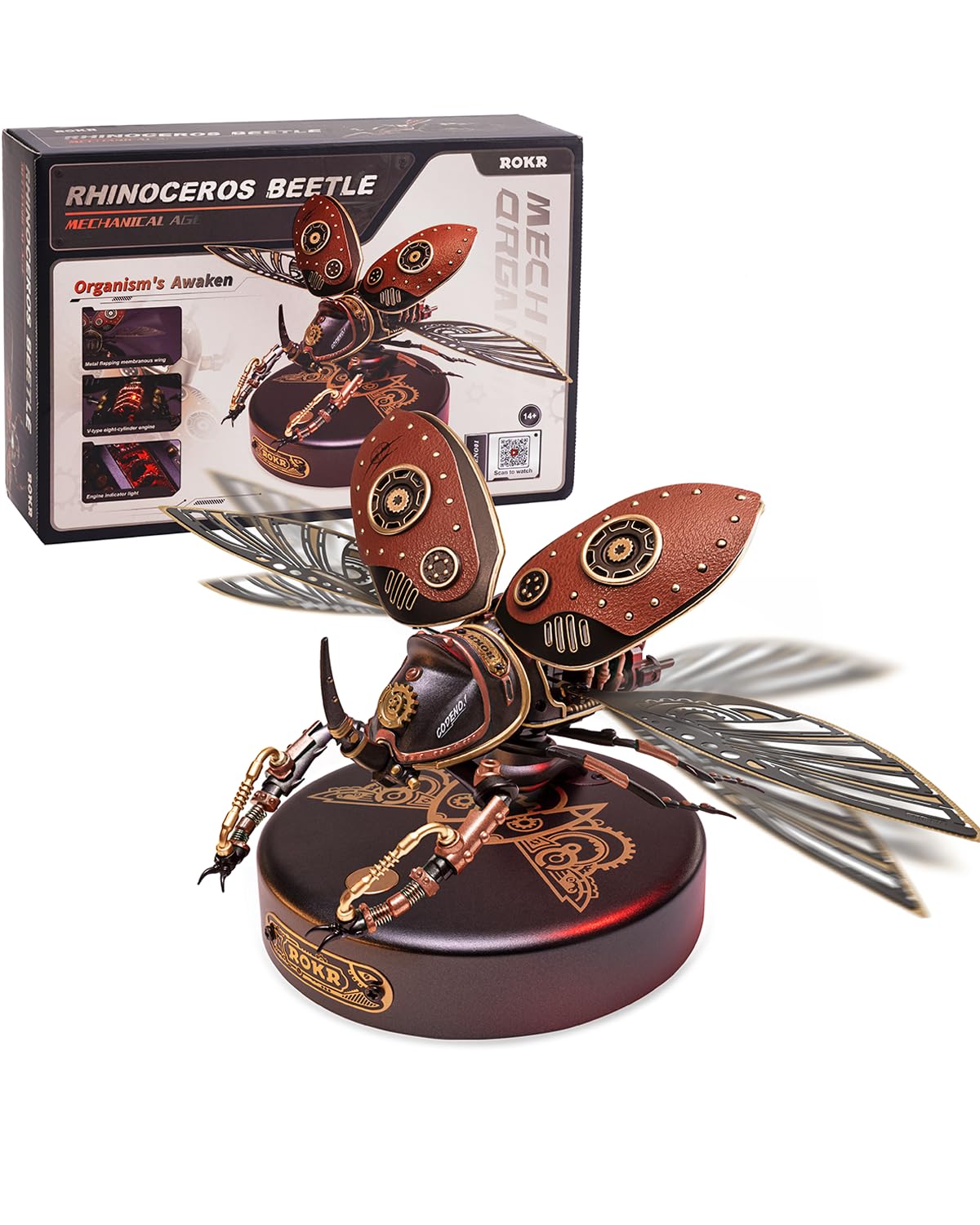 ROKR 3D Puzzles for Adults - Electric Rhinoceros Beetle Metal Model Kit