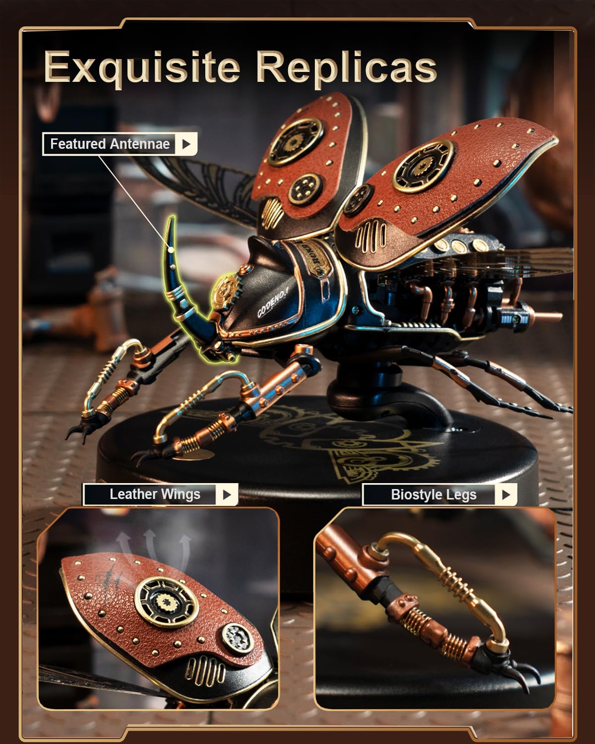 ROKR 3D Puzzles for Adults - Electric Rhinoceros Beetle Metal Model Kit