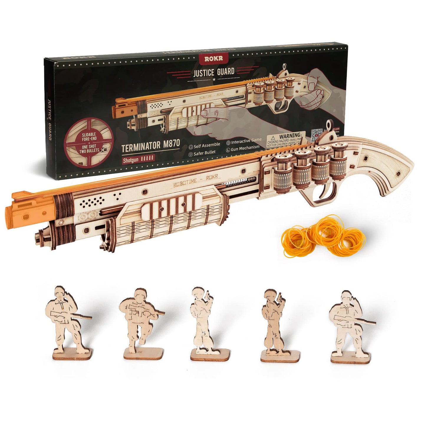 ROKR 3D Wooden Puzzle Rubber Band Gun Kit for Adults – Build, Play, Collect