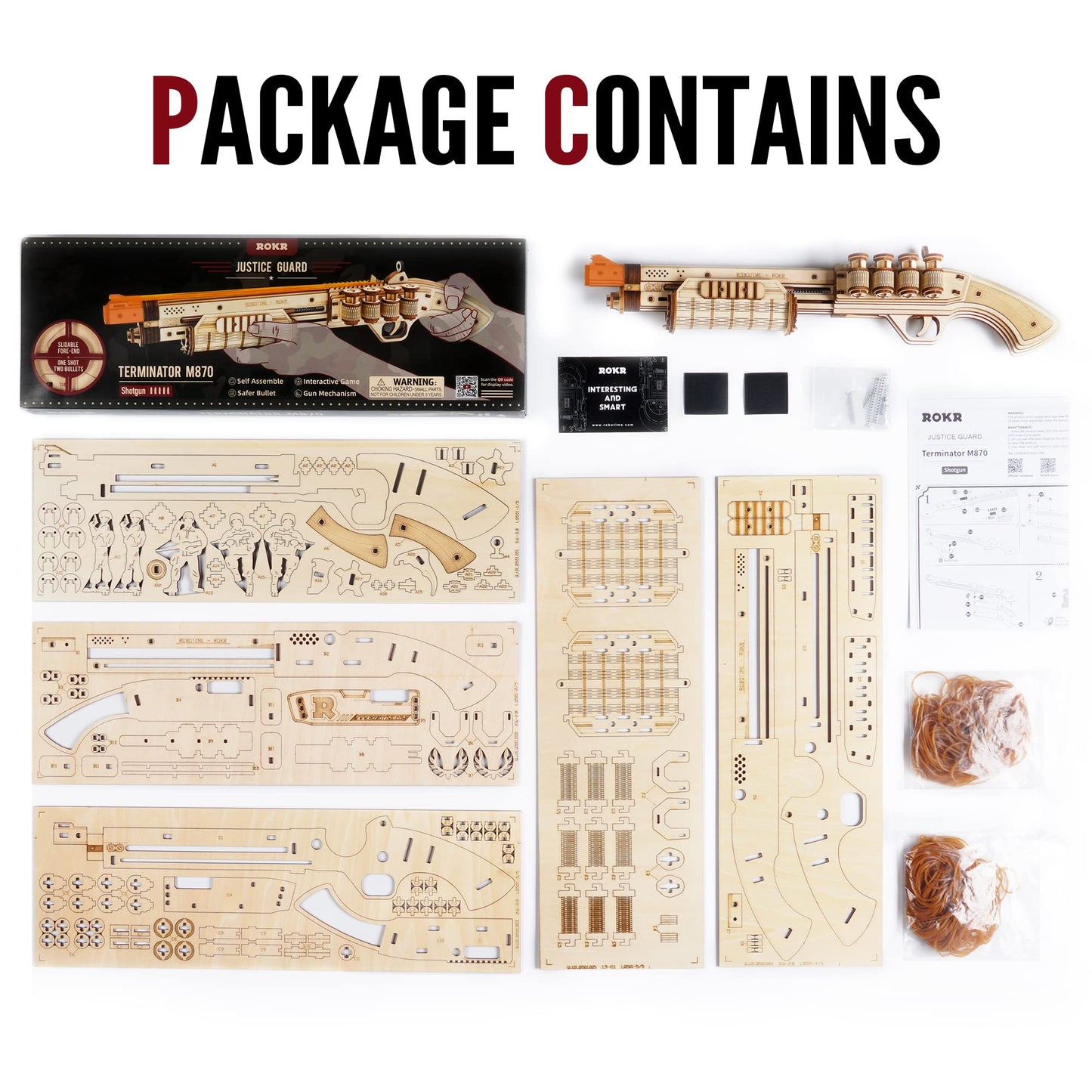 ROKR 3D Wooden Puzzle Rubber Band Gun Kit for Adults – Build, Play, Collect