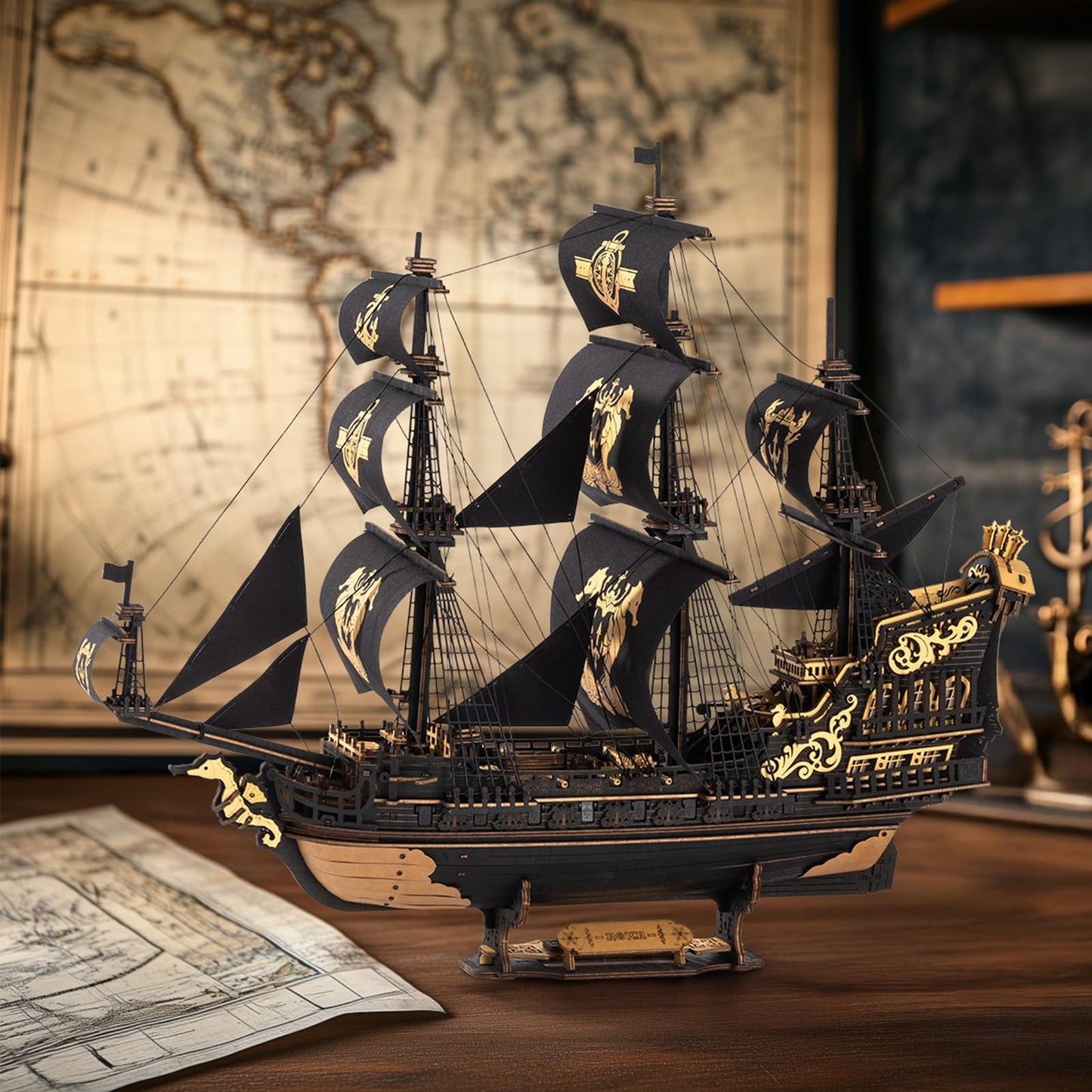 ROKR 3D Seahorse Barque Puzzle for Adults – 603-Piece Glue-Free 1:100 Model Kit