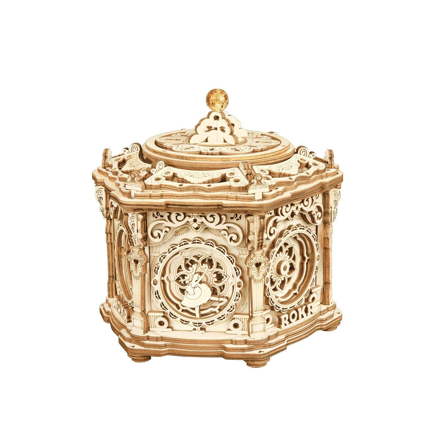 ROKR 3D Wooden Puzzles Music Box (Secret Garden) - Vintage Hexagon Jewelry Box & Gift Kit
