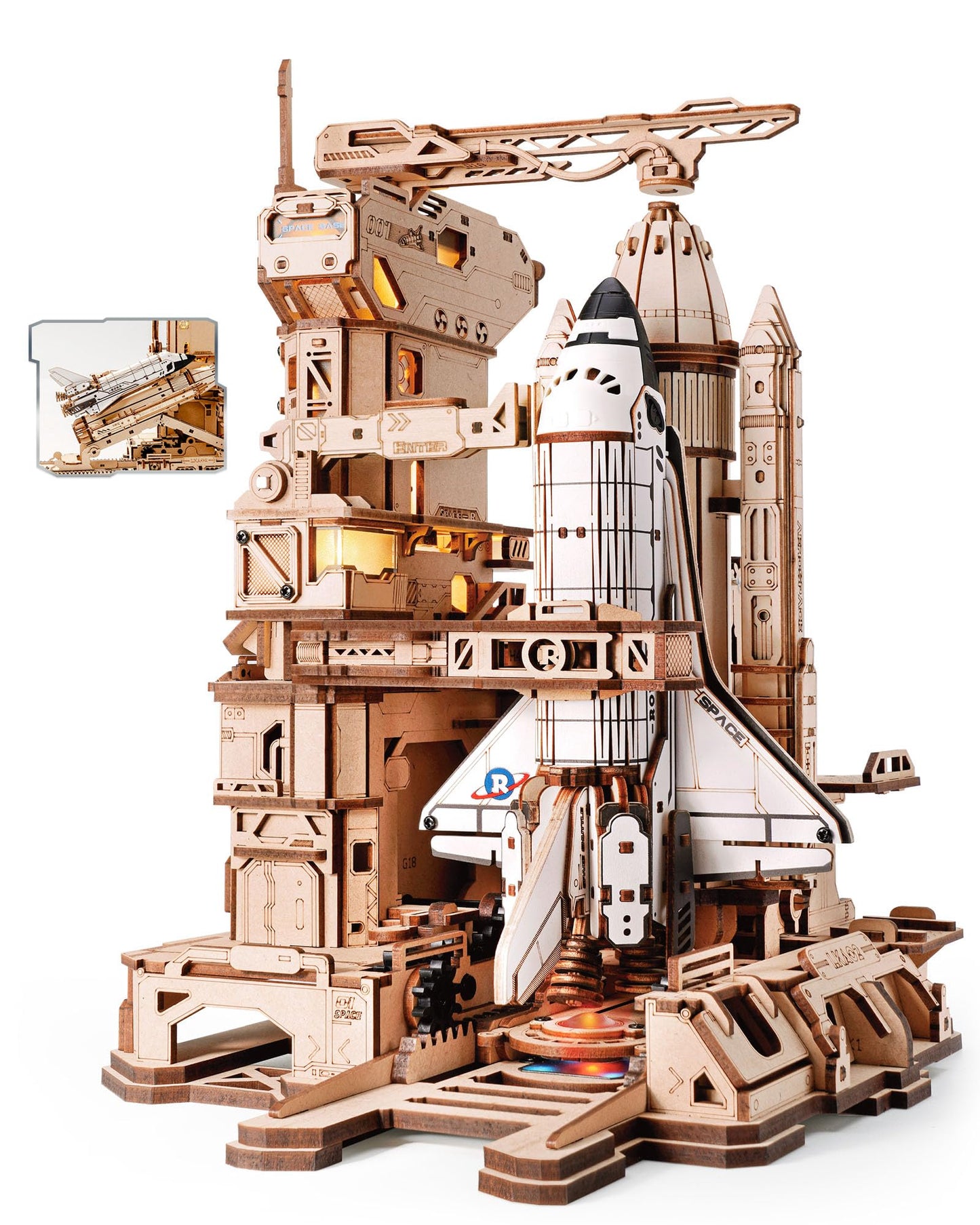 ROKR Space Shuttle 3D Puzzle with Lighting – Interactive Desk Model for Adults