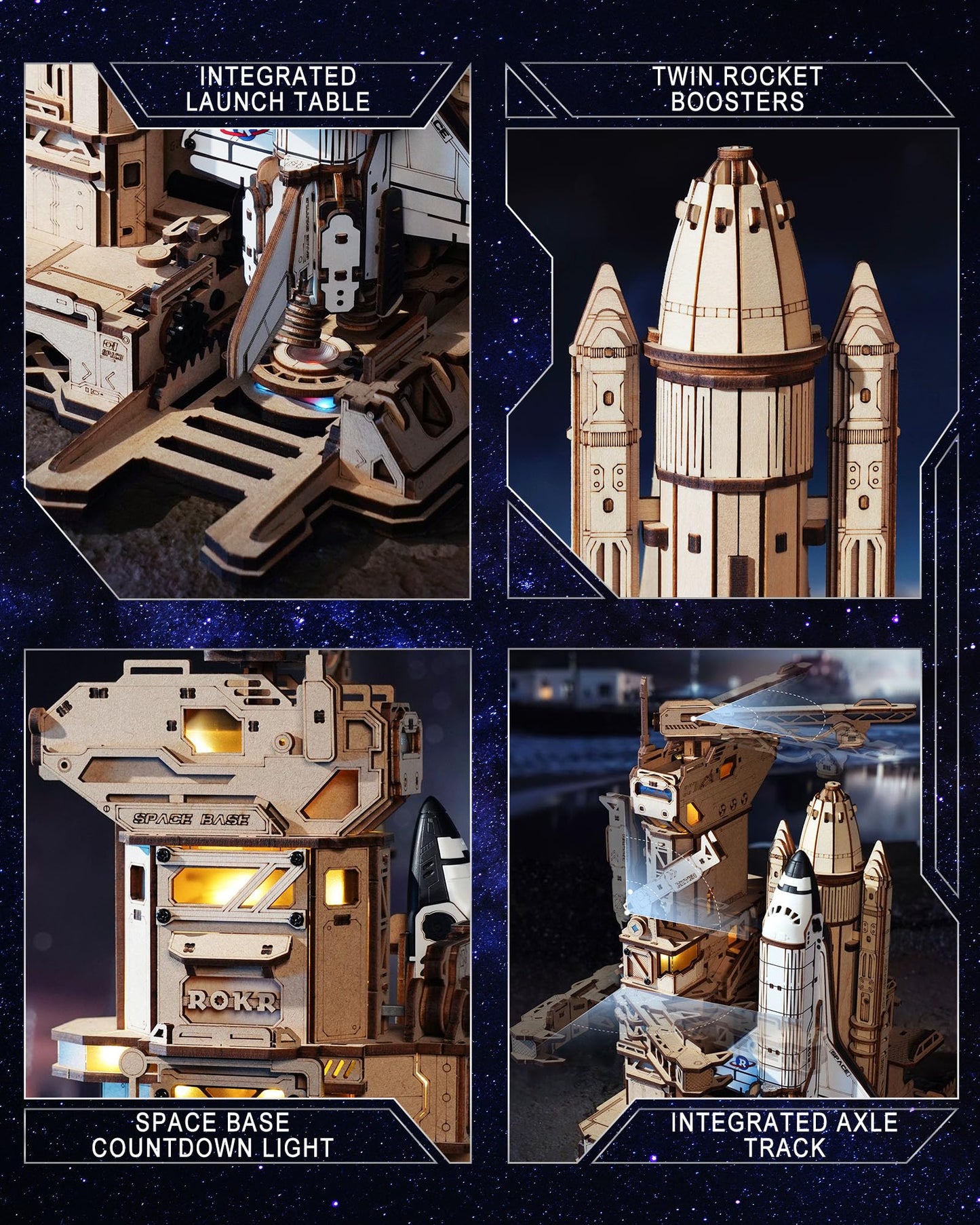 ROKR Space Shuttle 3D Puzzle with Lighting – Interactive Desk Model for Adults