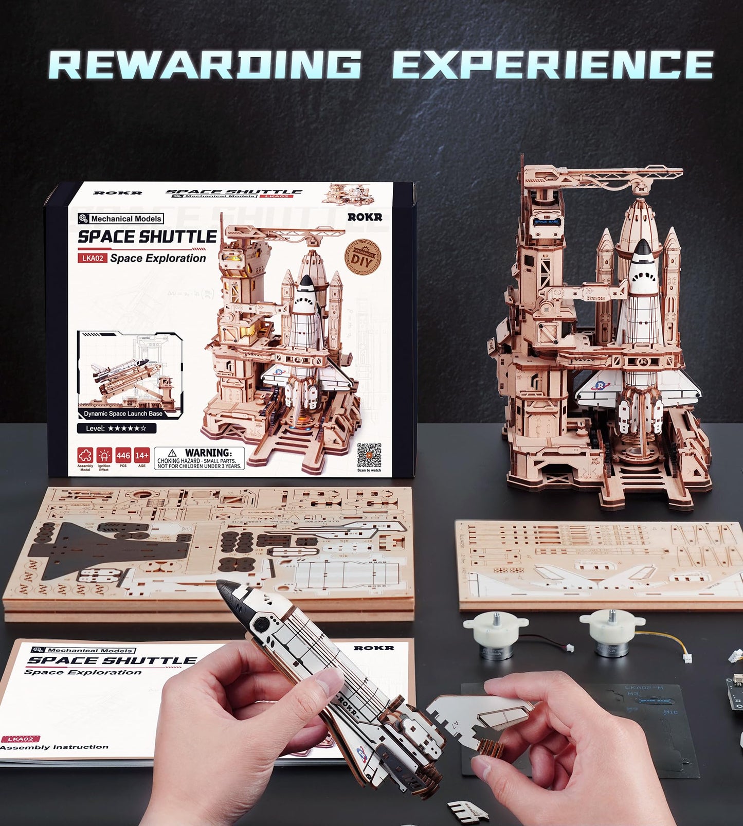 ROKR Space Shuttle Model 1:420 – Motorized Launch Base, LED Effects, 3D Puzzle Kit