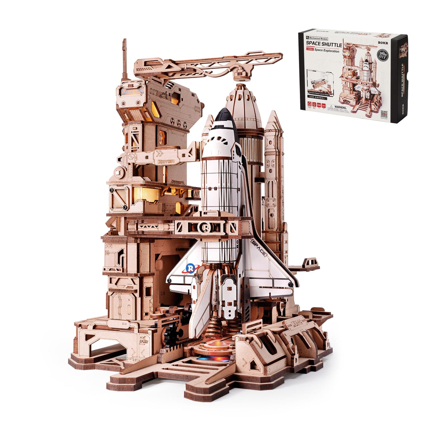 ROKR Space Shuttle Model 1:420 – Motorized Launch Base, LED Effects, 3D Puzzle Kit
