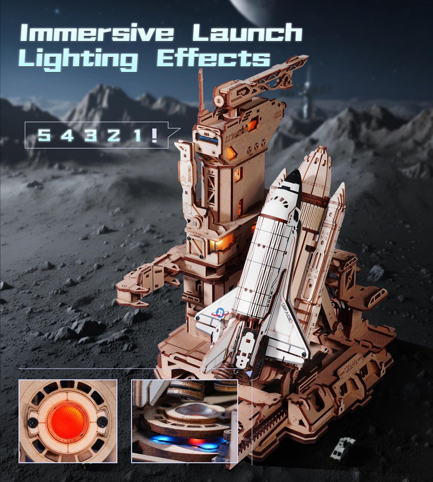 ROKR Space Shuttle Model 1:420 – Motorized Launch Base, LED Effects, 3D Puzzle Kit