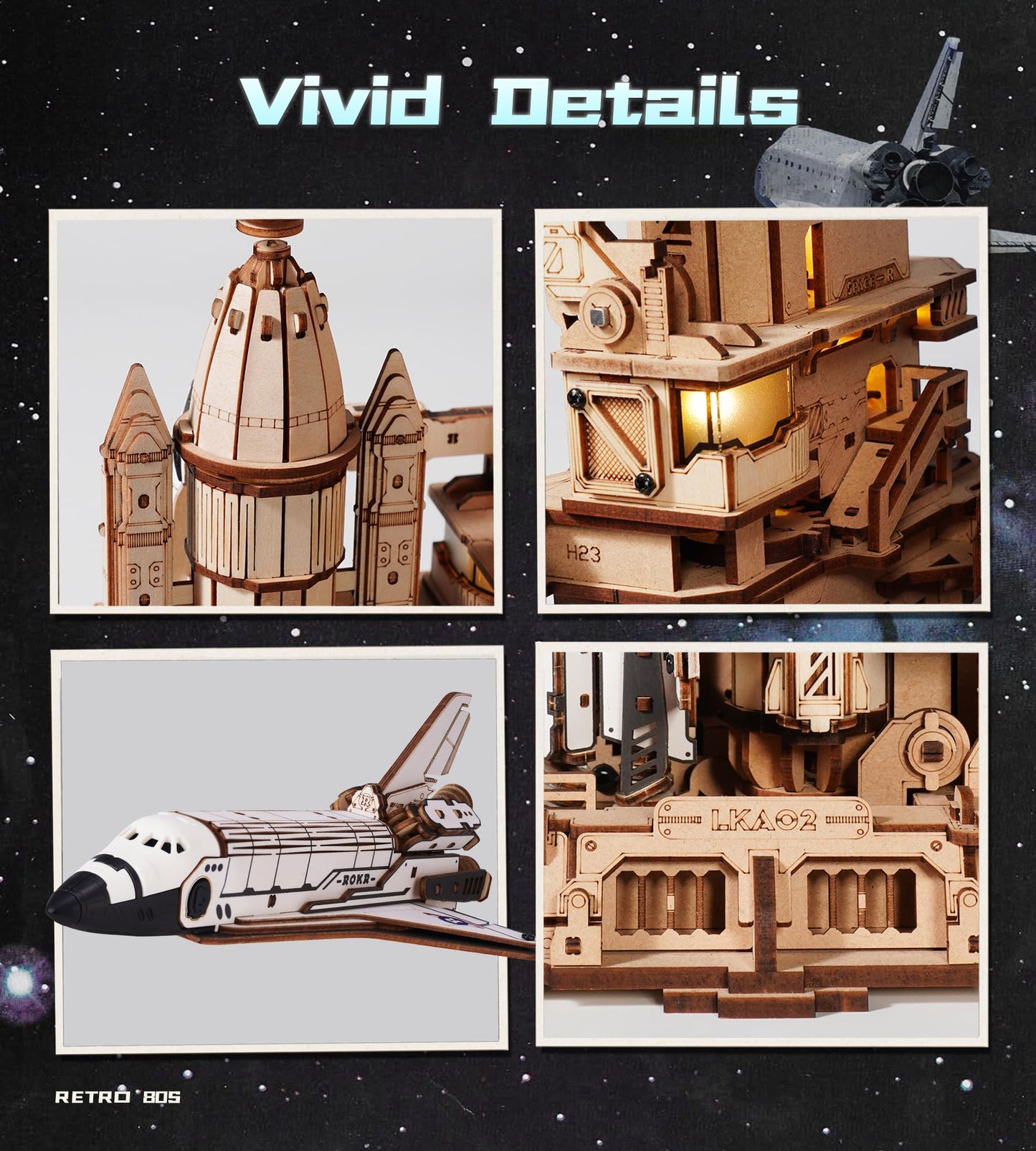 ROKR Space Shuttle Model 1:420 – Motorized Launch Base, LED Effects, 3D Puzzle Kit