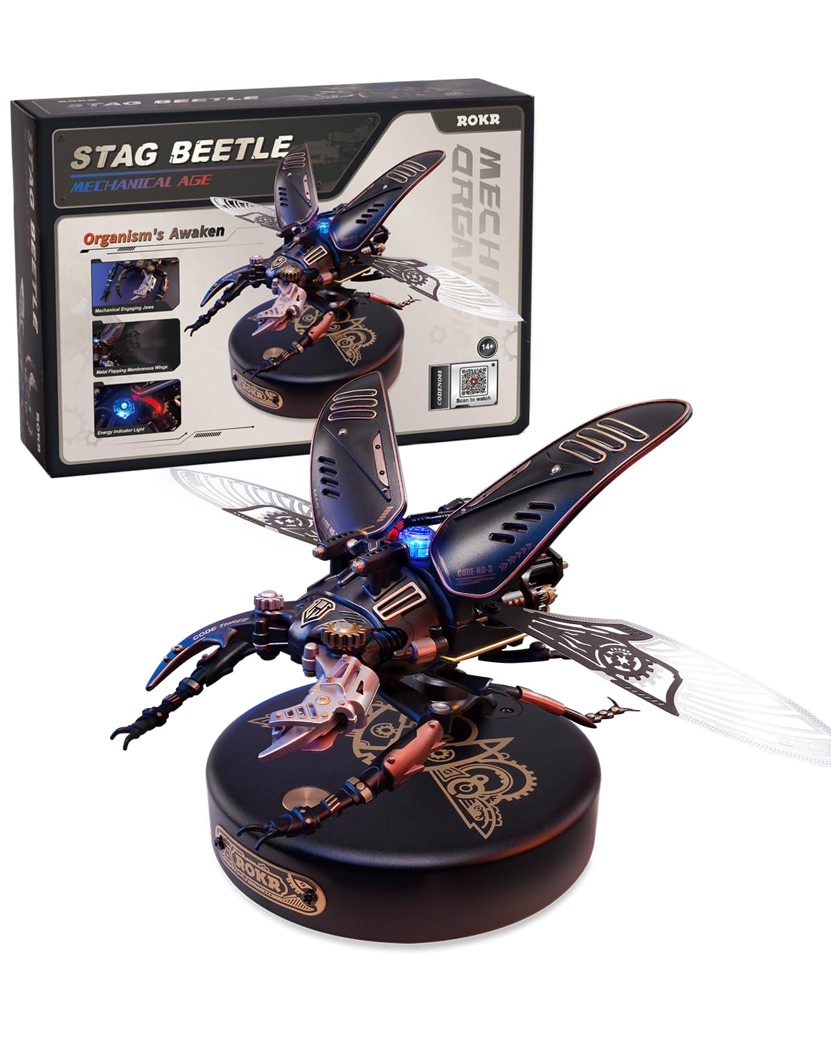 ROKR 3D Puzzles for Adults: Electric Insect Metal Model Kit — Stag Beetle