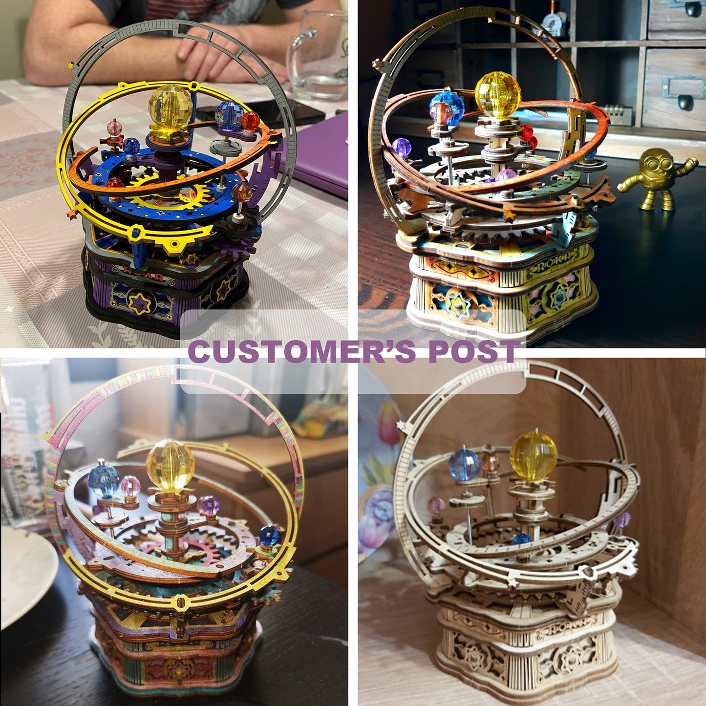ROKR Starry Night 3D Wooden Puzzle Music Box – DIY Rotating Model Kit for Teens & Adults