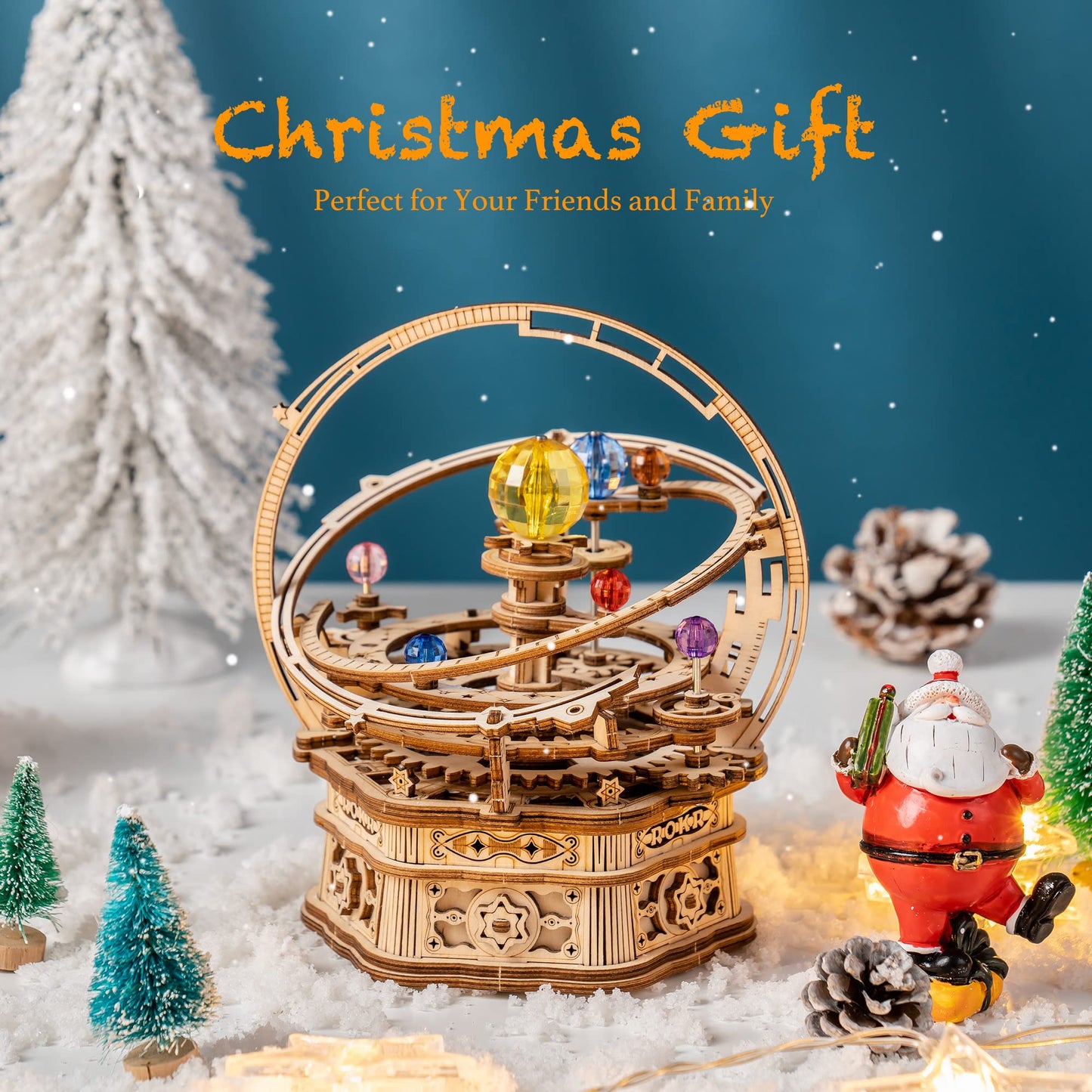 ROKR Starry Night 3D Wooden Puzzle Music Box – DIY Rotating Model Kit for Teens & Adults
