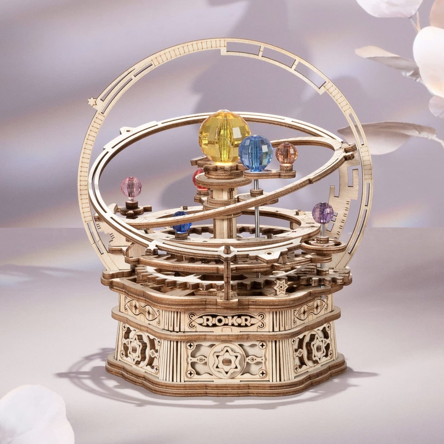ROKR Starry Night 3D Wooden Puzzle Music Box – DIY Rotating Model Kit for Teens & Adults