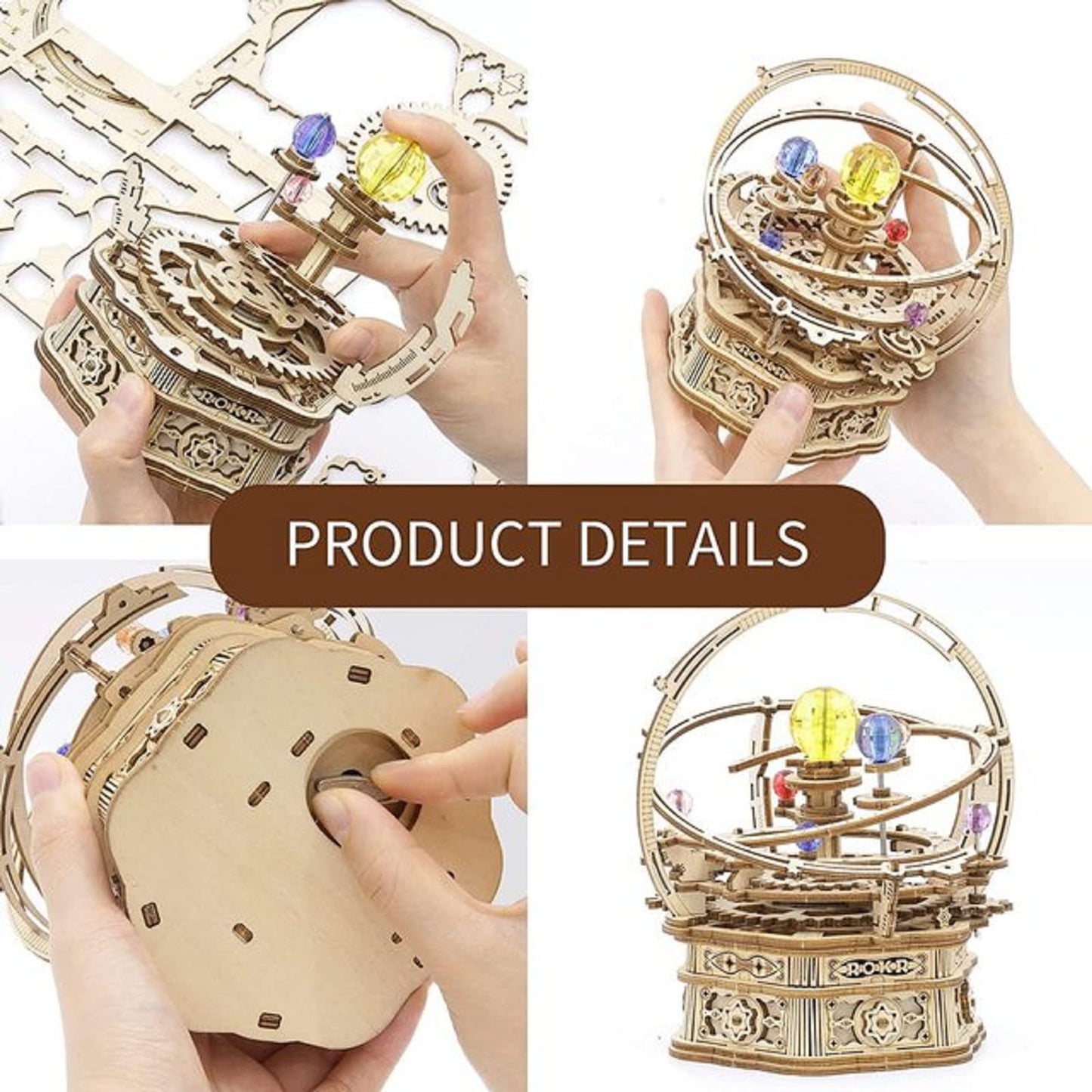 ROKR Starry Night 3D Wooden Puzzle Music Box – DIY Rotating Model Kit for Teens & Adults