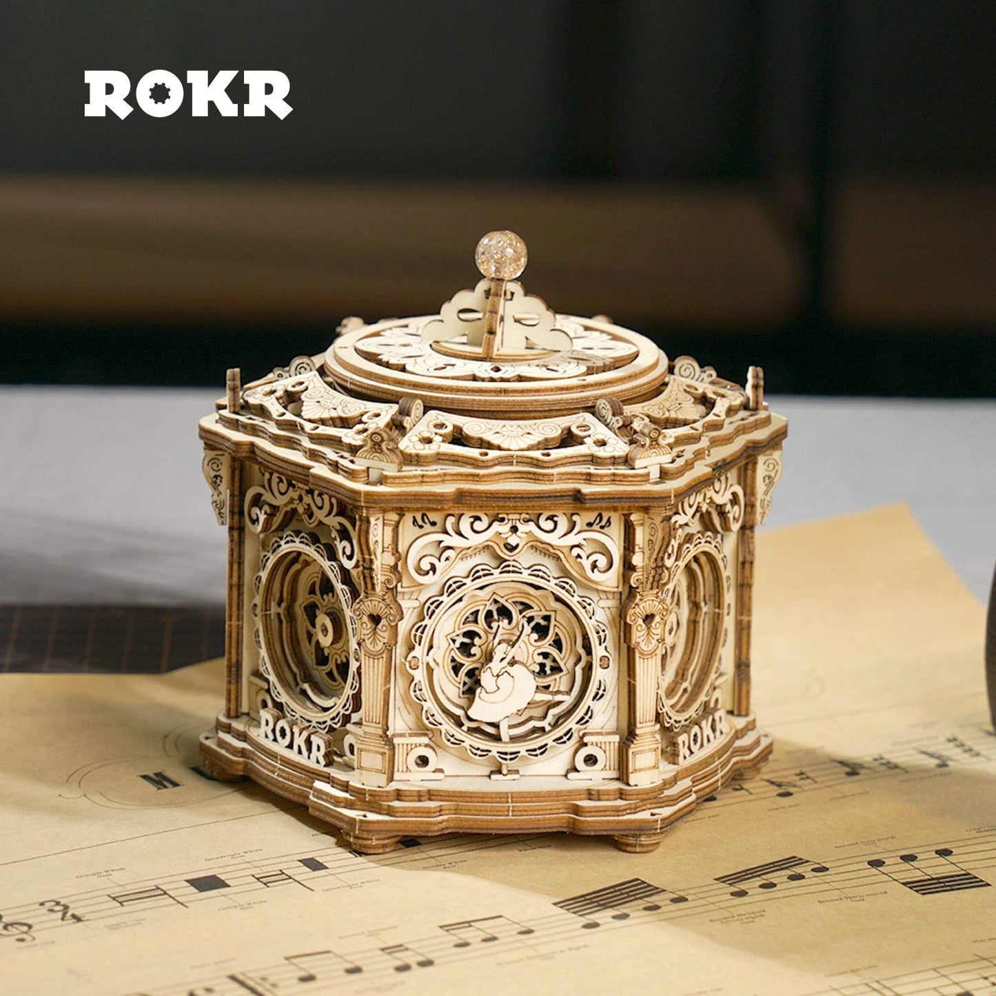 ROKR 3D Wooden Puzzles Music Box (Secret Garden) - Vintage Hexagon Jewelry Box & Gift Kit