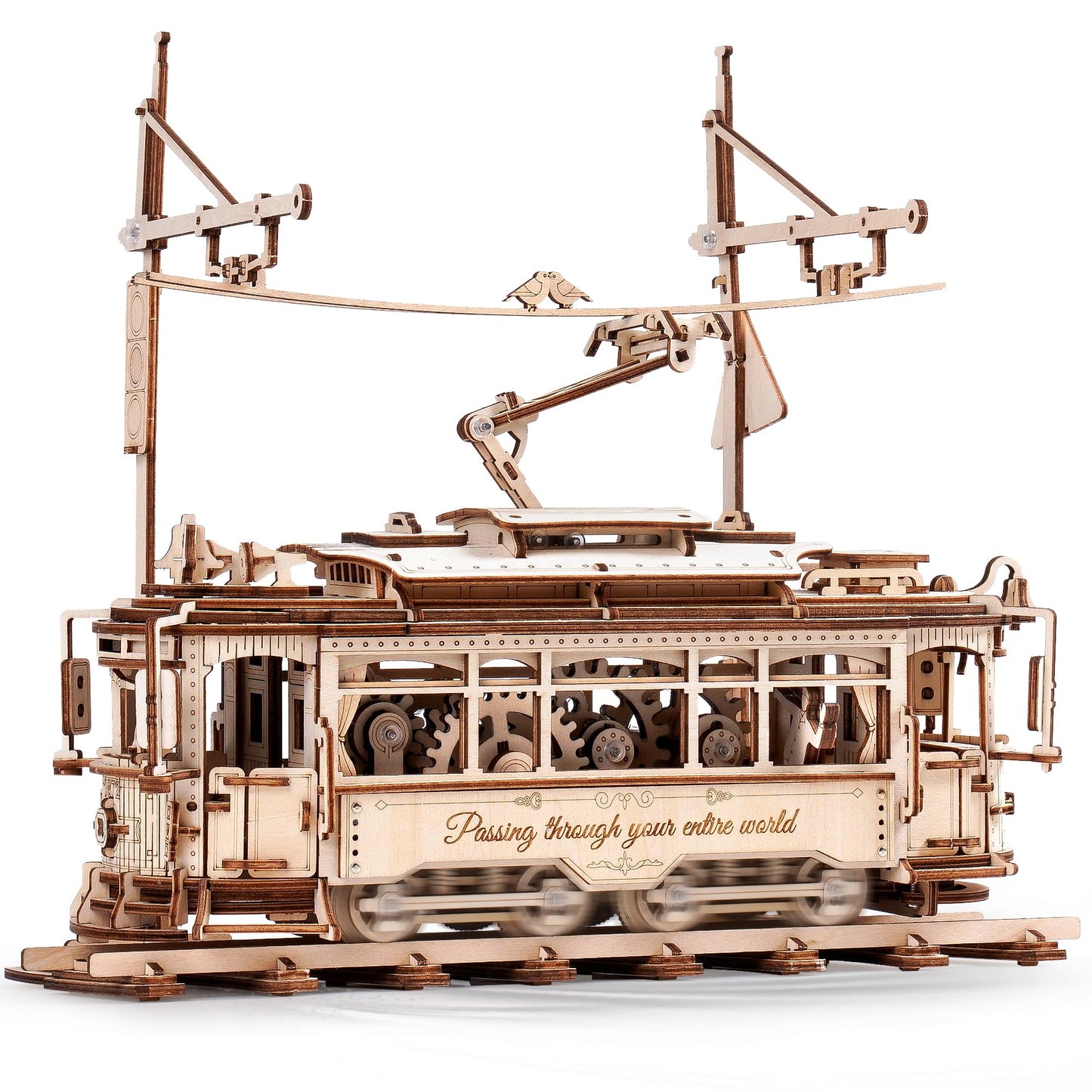 ROKR 3D Wooden Puzzle – Model Tram Car Kit for Adults | Build & Display Railway Toy