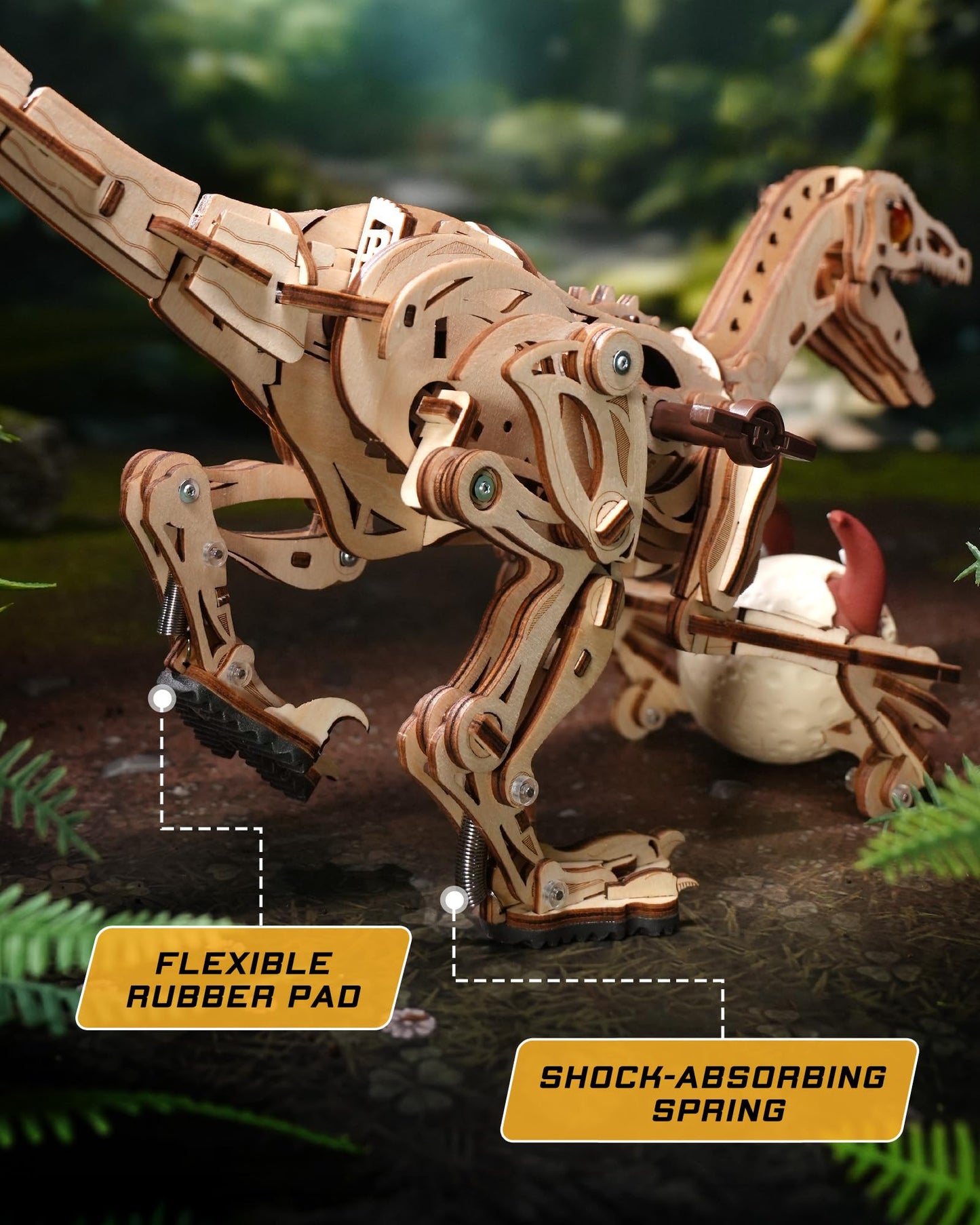 ROKR Velociraptor 3D Puzzle Kit – 106-Piece Wooden Model for Adults & Teens