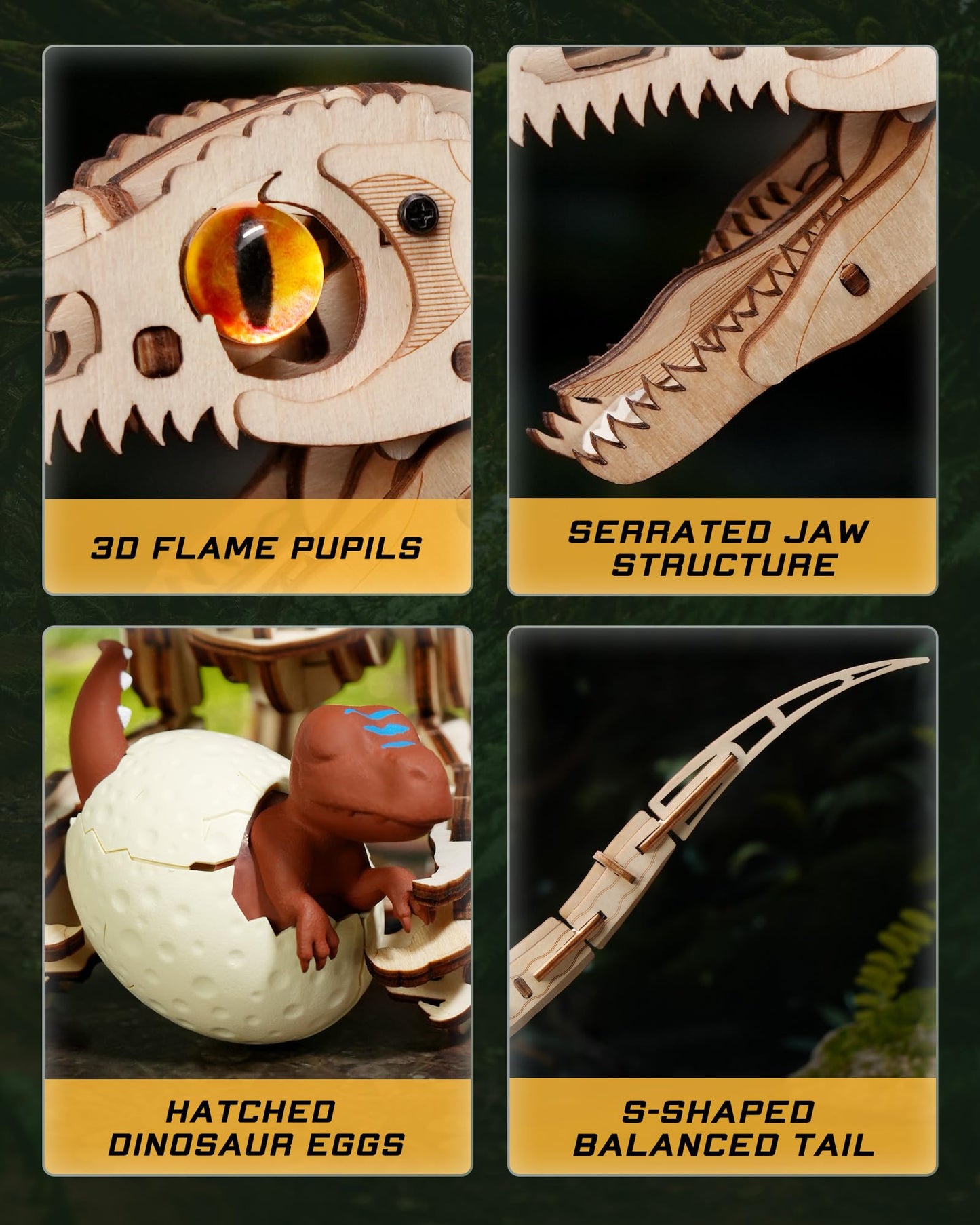 ROKR Velociraptor 3D Puzzle Kit – 106-Piece Wooden Model for Adults & Teens