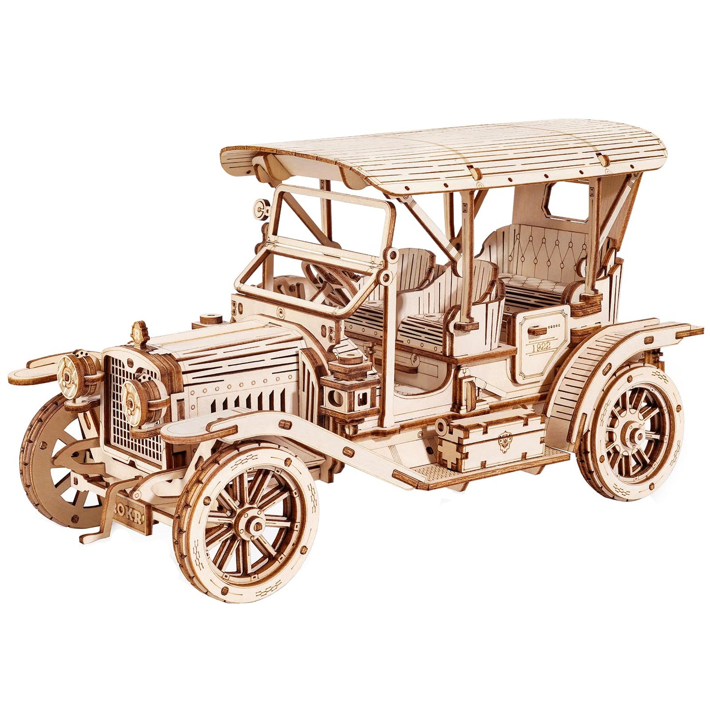 ROKR 3D Wooden Puzzle Car Kit – 1:15 Scale Vintage Model, Glue-Free Build, 289 Pcs