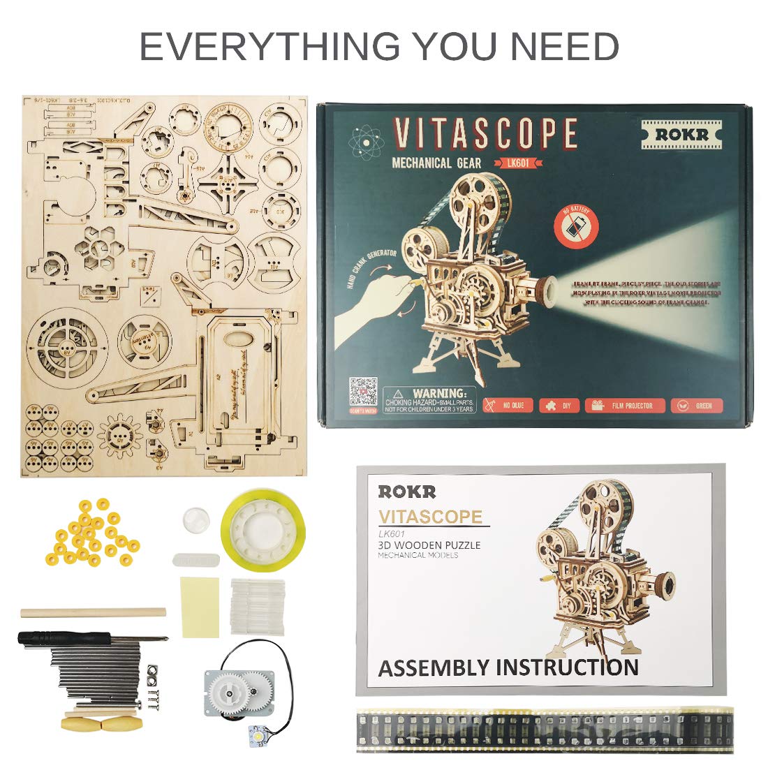 ROKR 3D Wooden Puzzle for Adults - Vitascope Model Building Kit | Vintage Projector Craft