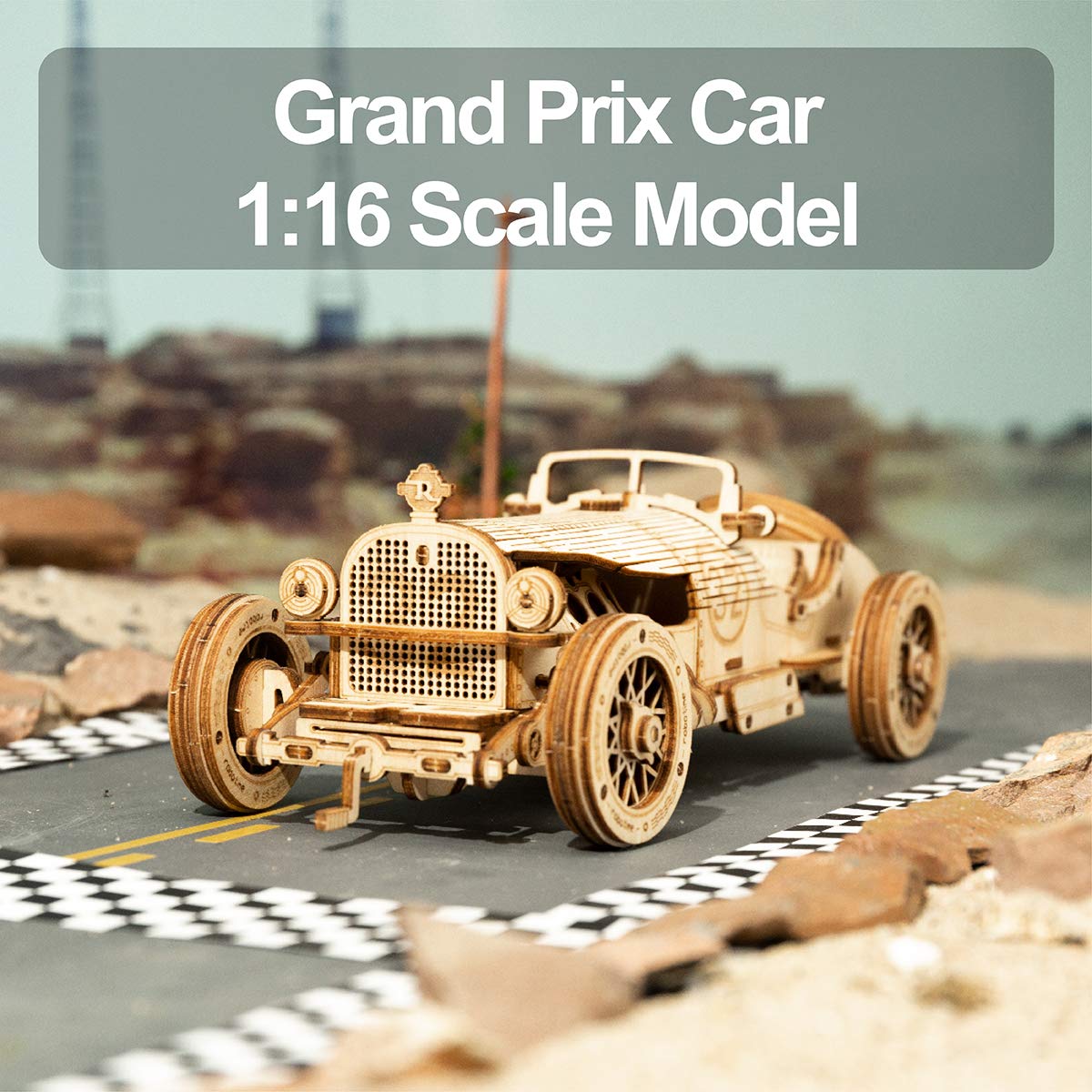 ROKR 3D Wooden Puzzle for Adults – Grand Prix Car Model Kit 1:16 (MC401) No Glue