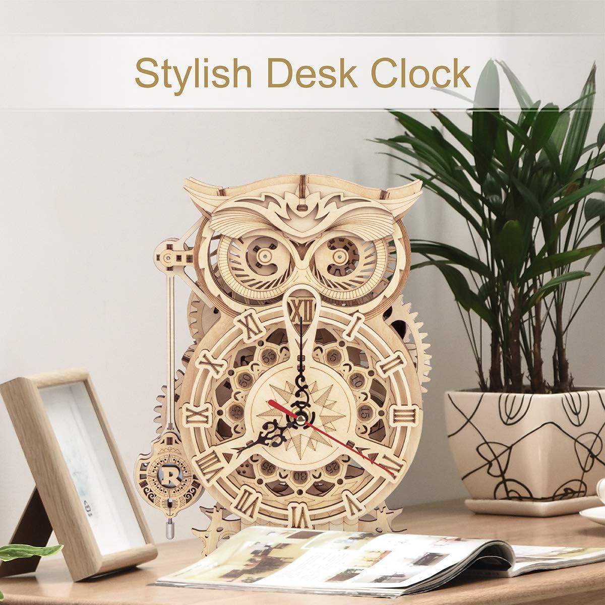 ROKR 3D Owl Clock Puzzle – Mechanical Wooden Kit for Adults | DIY Gift