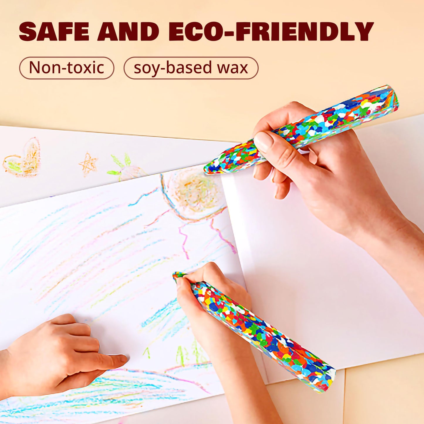 ROKT&RAZO Multicolor Giant Crayon Pack – 2 Pack, 8-Inch Jumbo Crayons for Kids