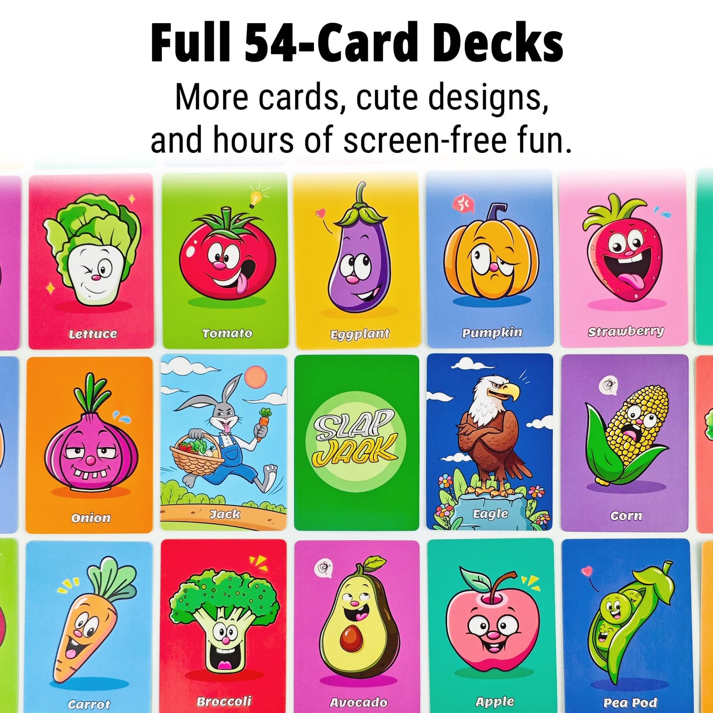 rokt&razo Upgraded Kids Card Games Pack — 6 Decks, 54 Cards Each, Portable Family Fun