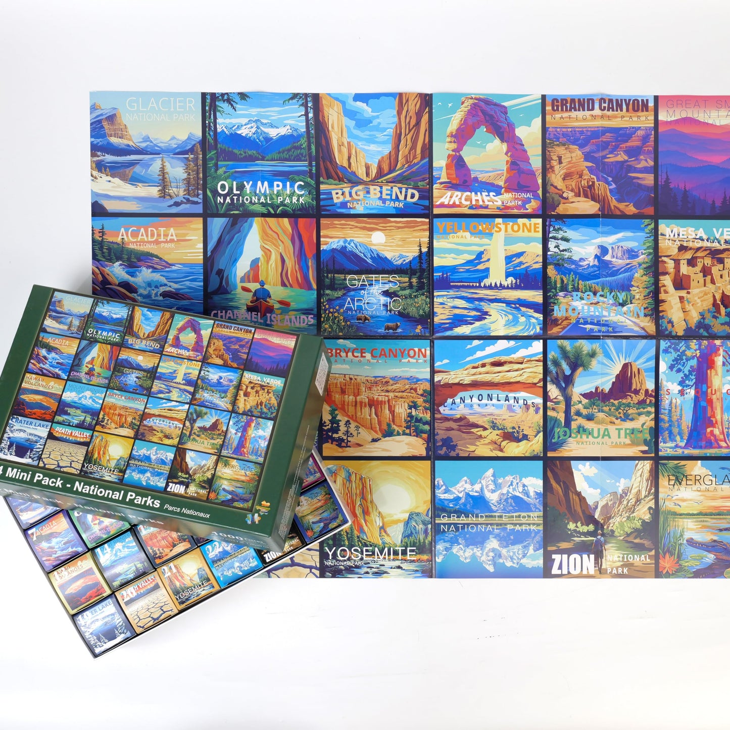 rokt&razo 24 National Parks 1000-Piece Daily Challenge Puzzle Pack with 24 Mini Packs + Poster