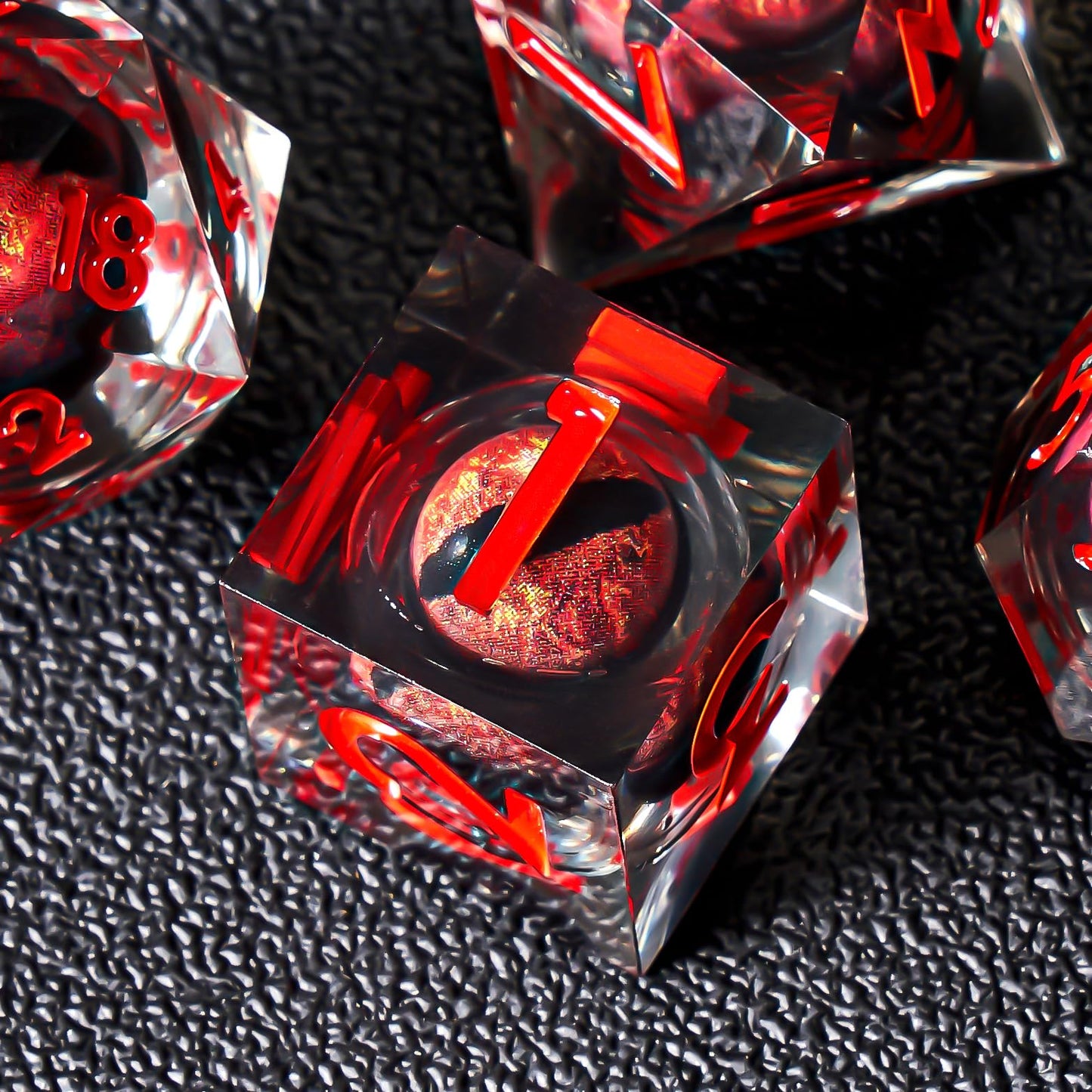 Role dice Dragon Eye DND Dice Set – 7pc Liquid Core, Gift Box, Handmade Sharp Edge (Red)