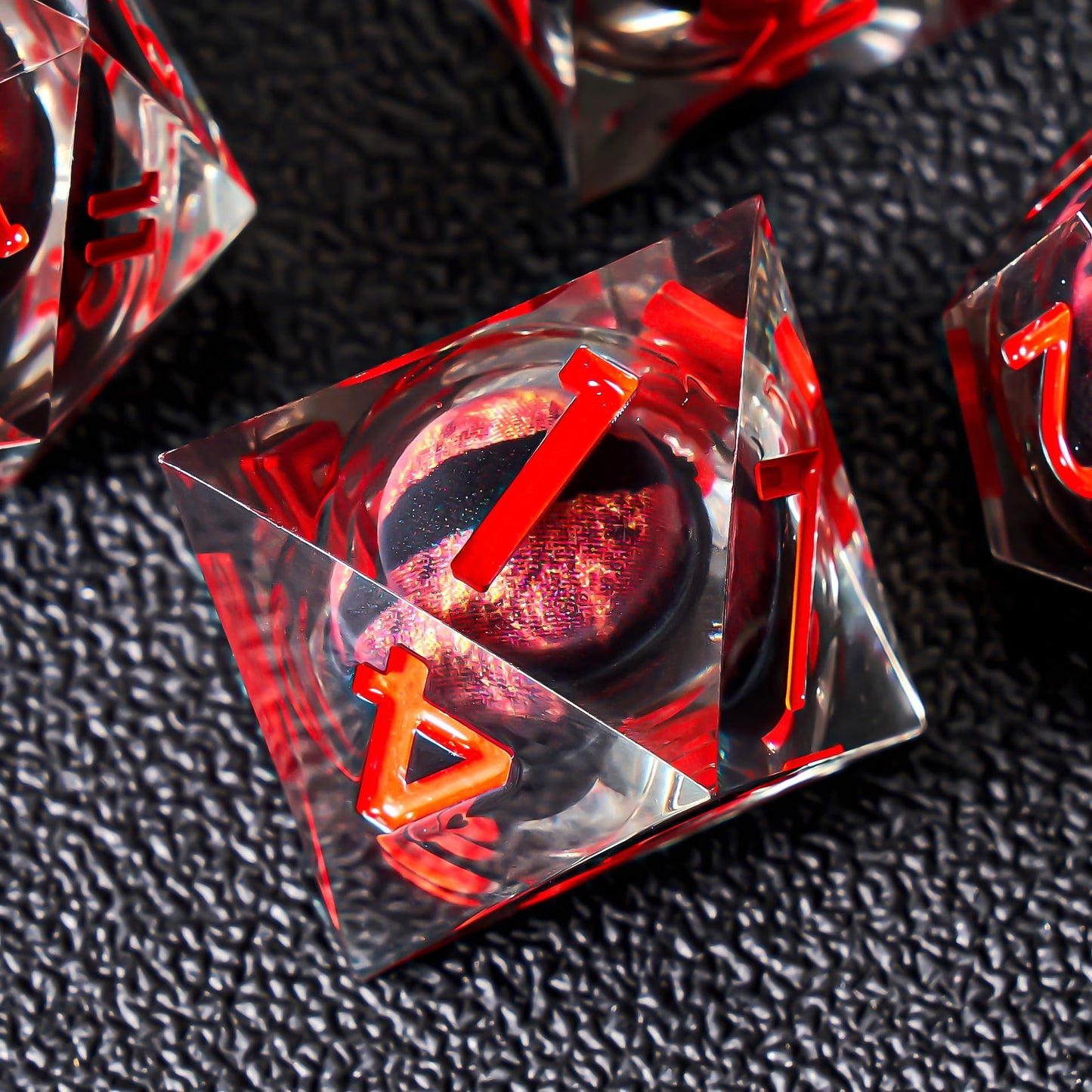 Role dice Dragon Eye DND Dice Set – 7pc Liquid Core, Gift Box, Handmade Sharp Edge (Red)