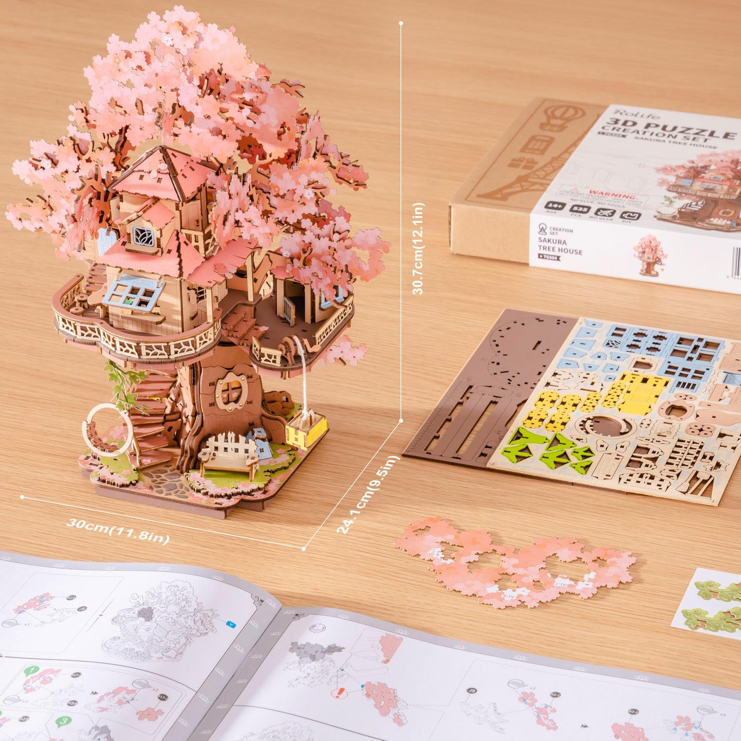 Rolife Cherry Blossom Bonsai Tree 3D Puzzle – 535 Pieces for Adults | Home Decor & Gift