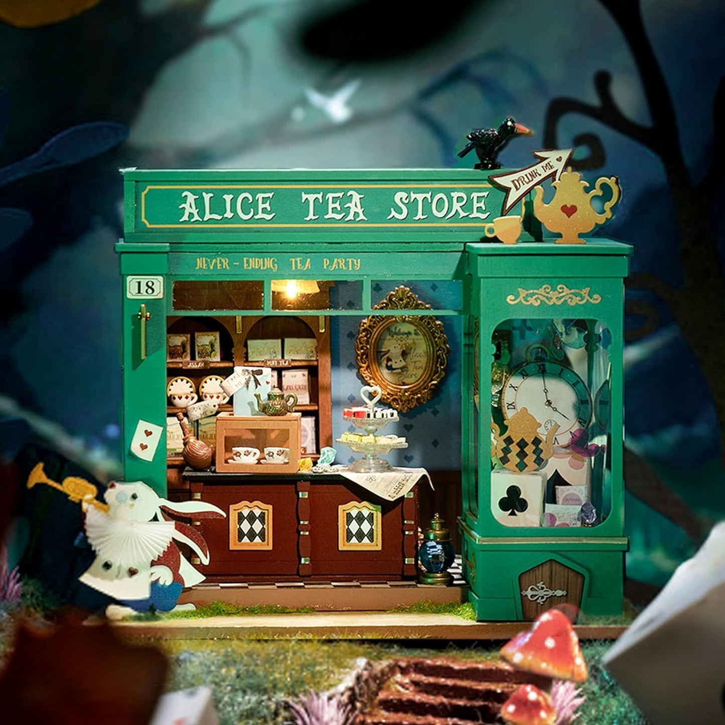 Rolife Alice's Tea Store DIY Miniature House Kit – Buildable Tiny House with Furniture | Gifts for Adults & Teens