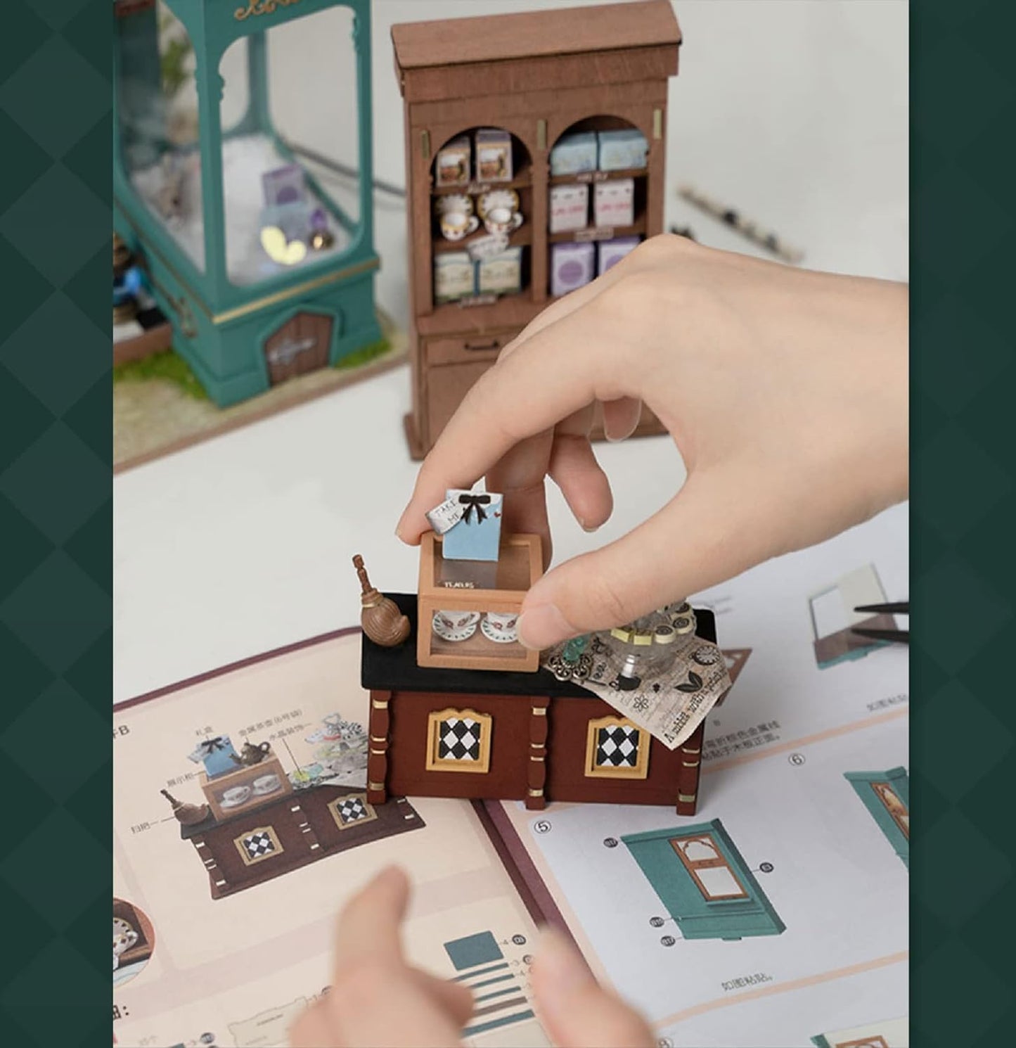 Rolife Alice's Tea Store DIY Miniature House Kit – Buildable Tiny House with Furniture | Gifts for Adults & Teens