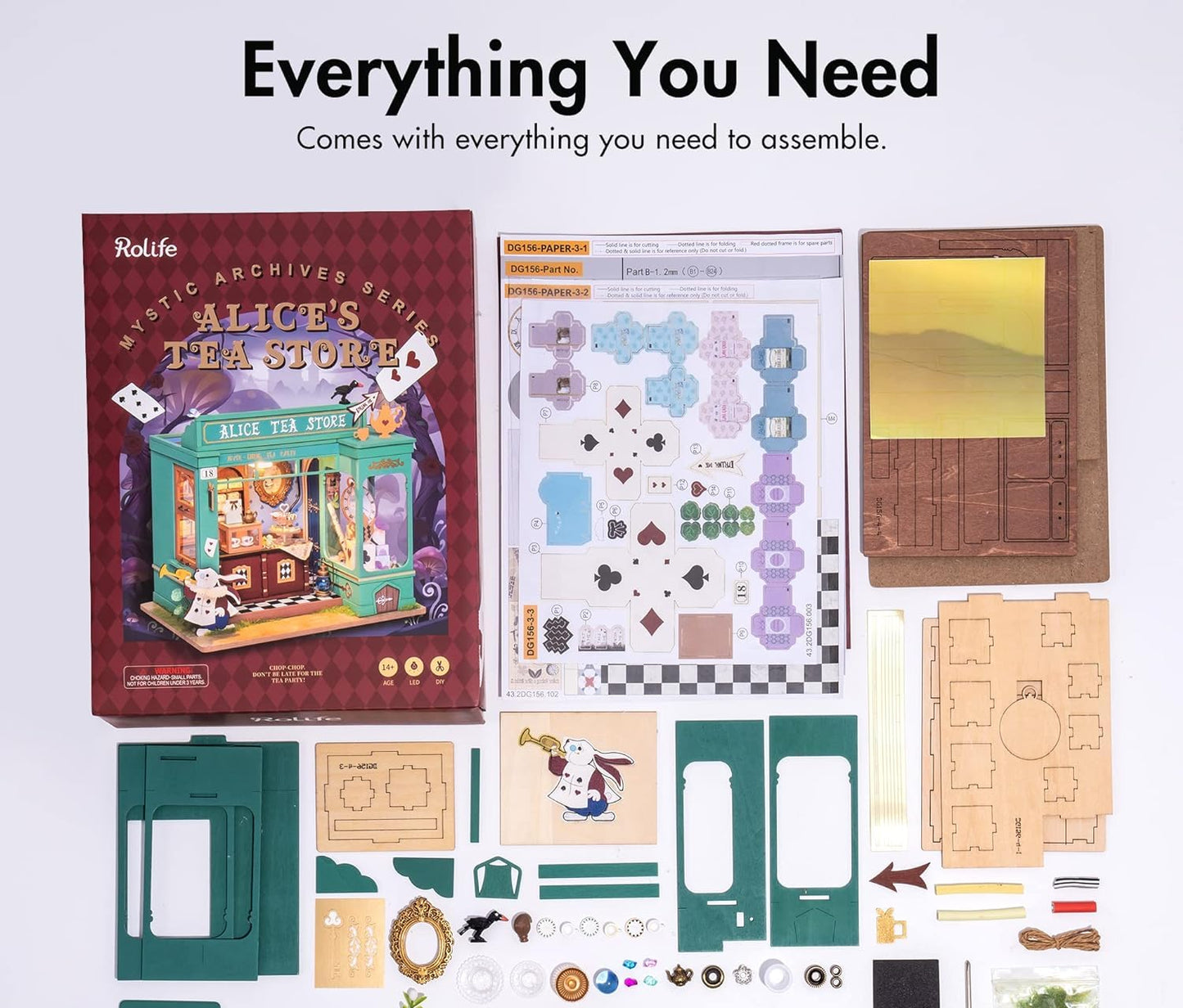 Rolife Alice's Tea Store DIY Miniature House Kit – Buildable Tiny House with Furniture | Gifts for Adults & Teens