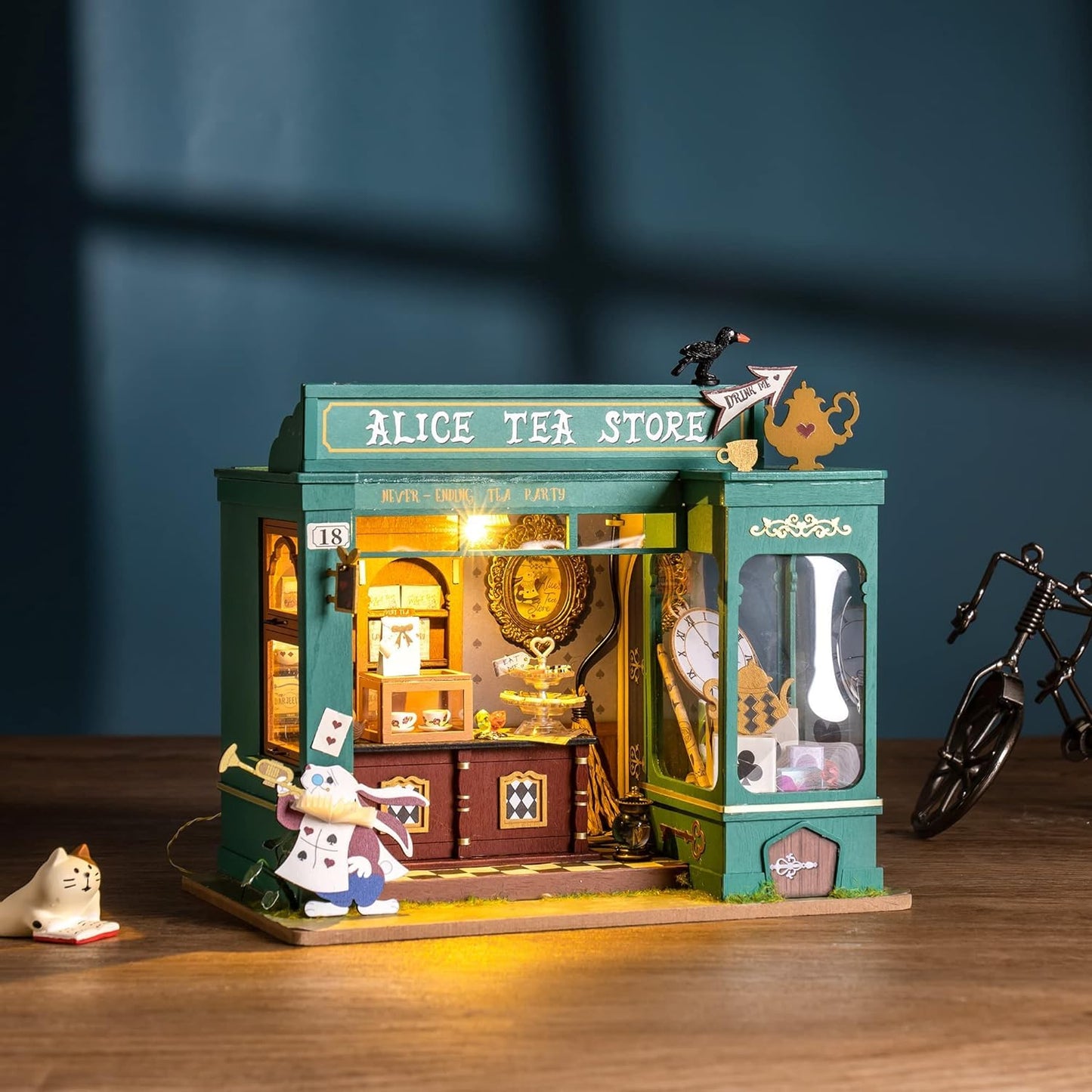 Rolife Alice's Tea Store DIY Miniature House Kit – Buildable Tiny House with Furniture | Gifts for Adults & Teens