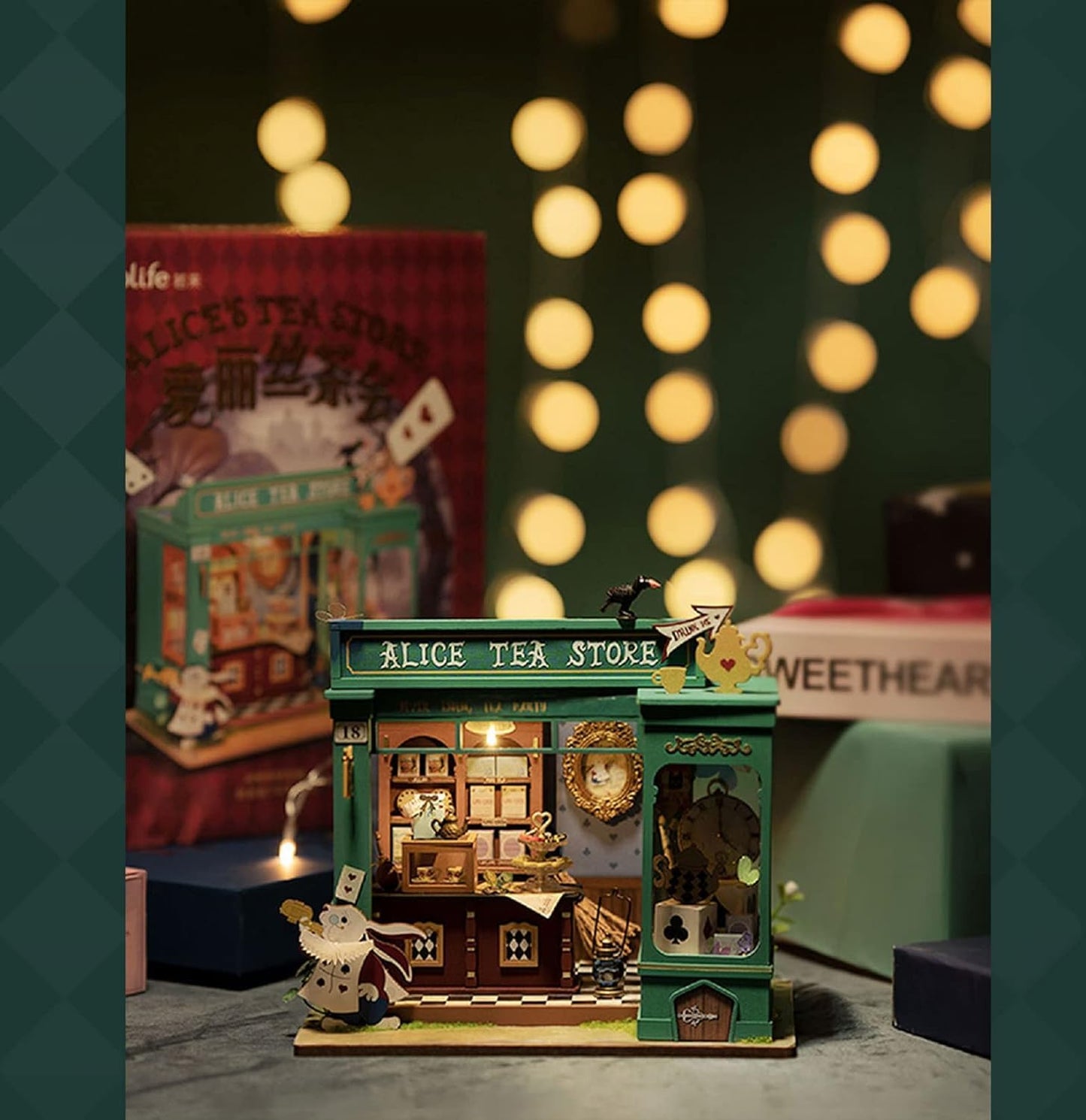 Rolife Alice's Tea Store DIY Miniature House Kit – Buildable Tiny House with Furniture | Gifts for Adults & Teens