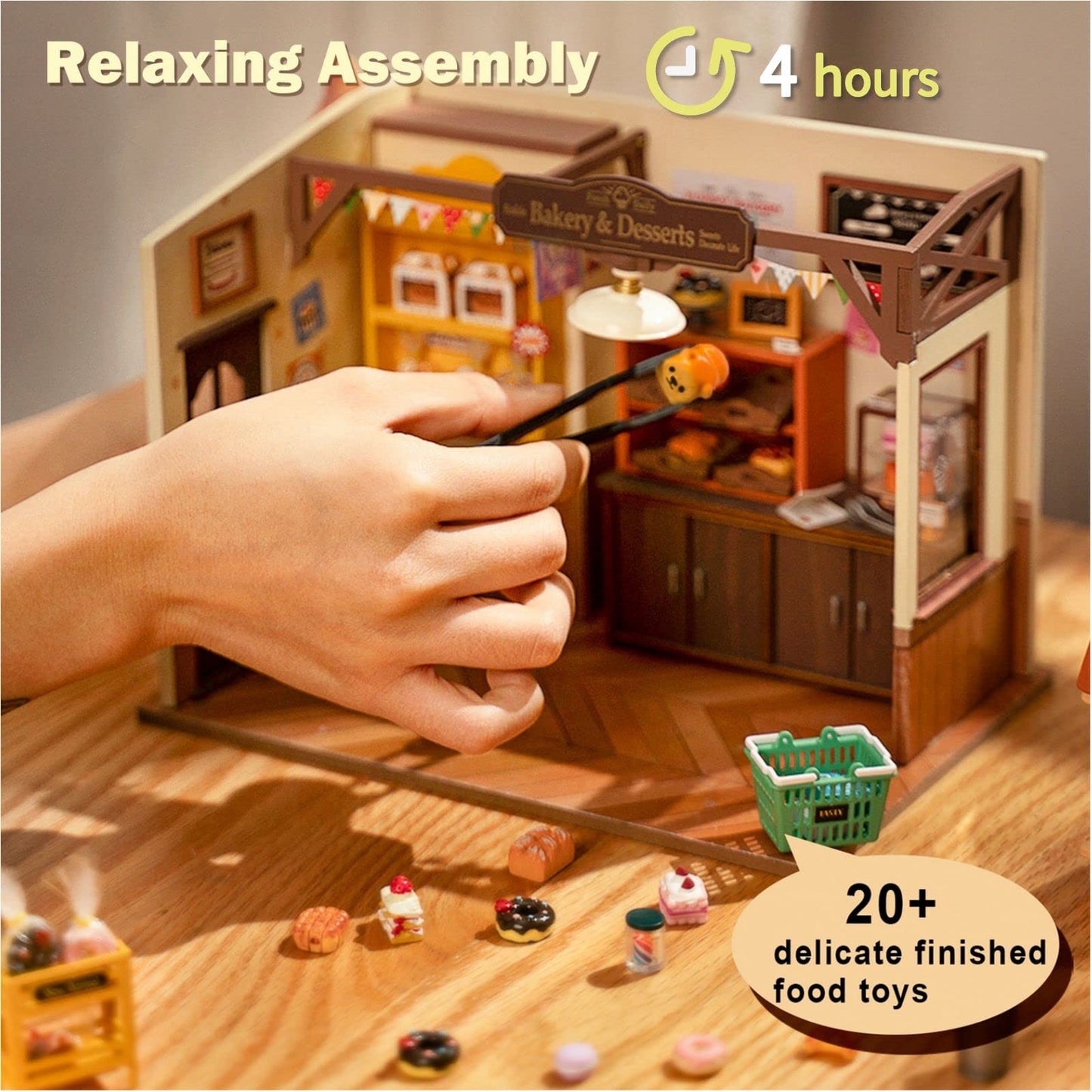 Rolife Becka's Bakery Diorama Kit – DIY Miniature House with LED Lights