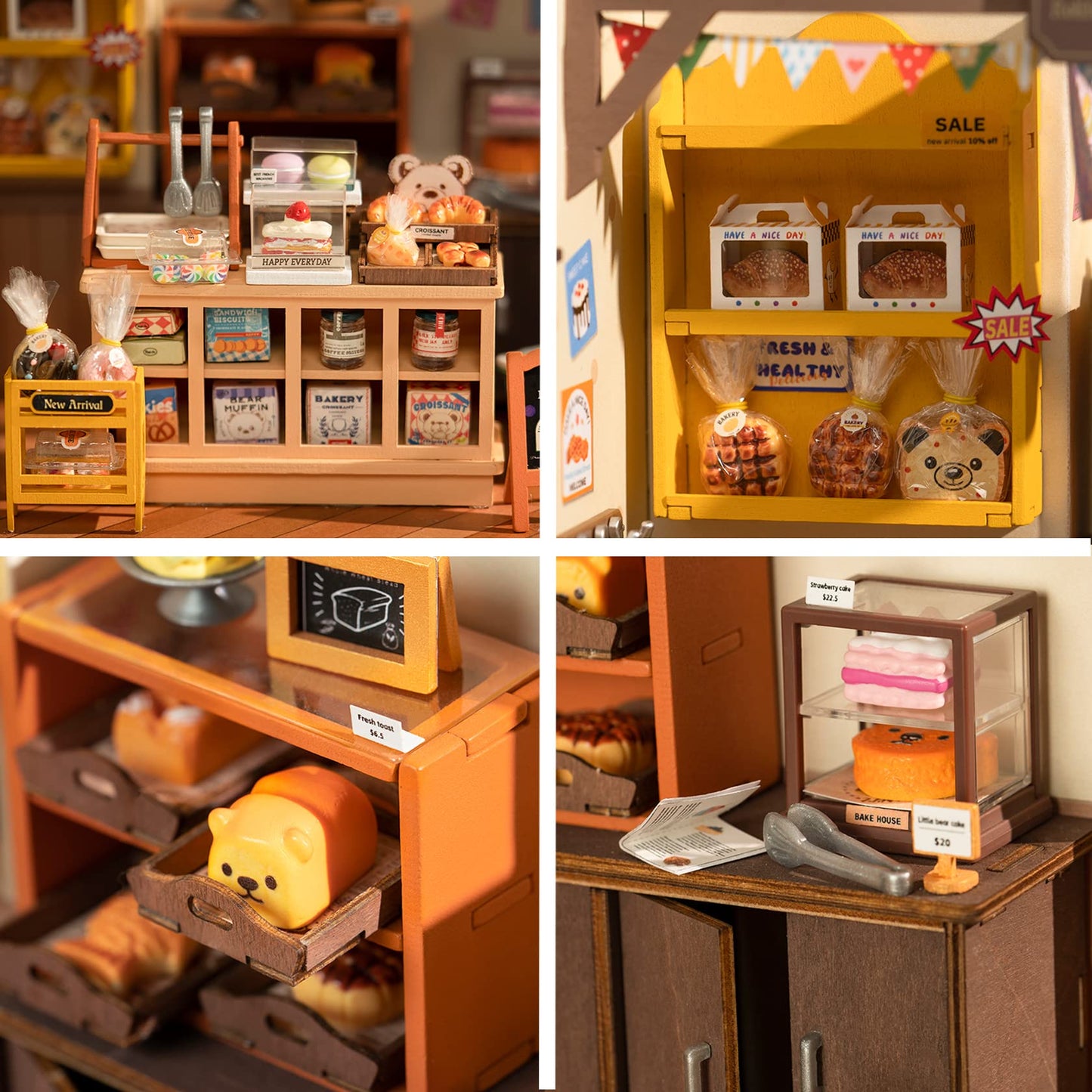 Rolife Becka's Bakery Diorama Kit – DIY Miniature House with LED Lights