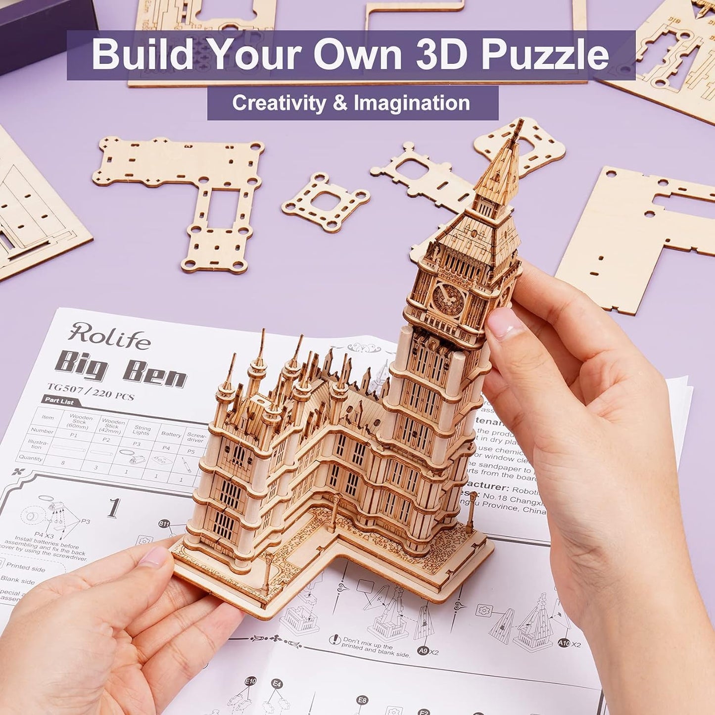Rolife Big Ben 3D Wooden Puzzle Kit for Adults – Build Desk Decor & Gift