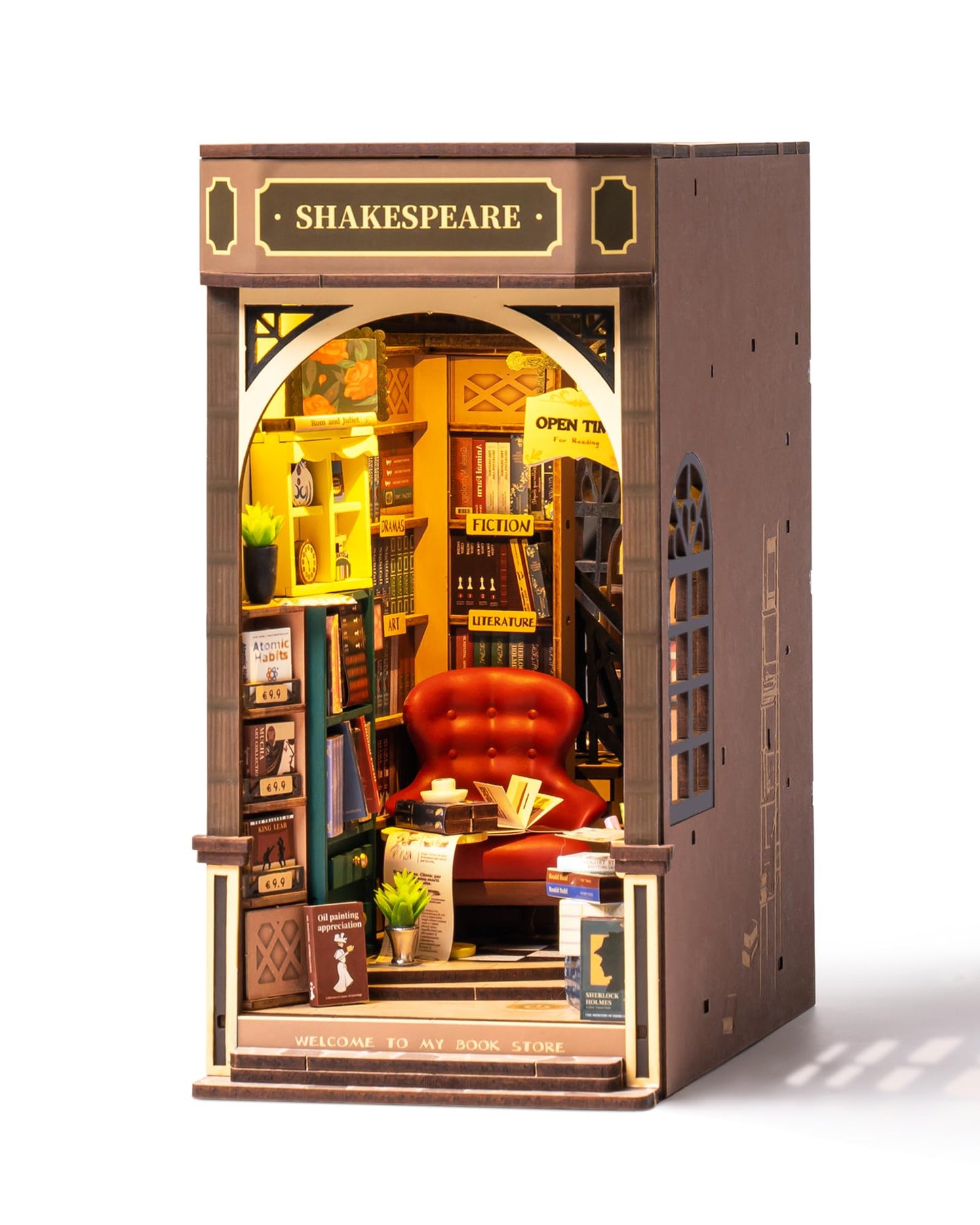 Rolife DIY Book Nook Kit – 3D Wooden Bookstore Miniature with LED Lights for Adults | Easy Weekend Craft