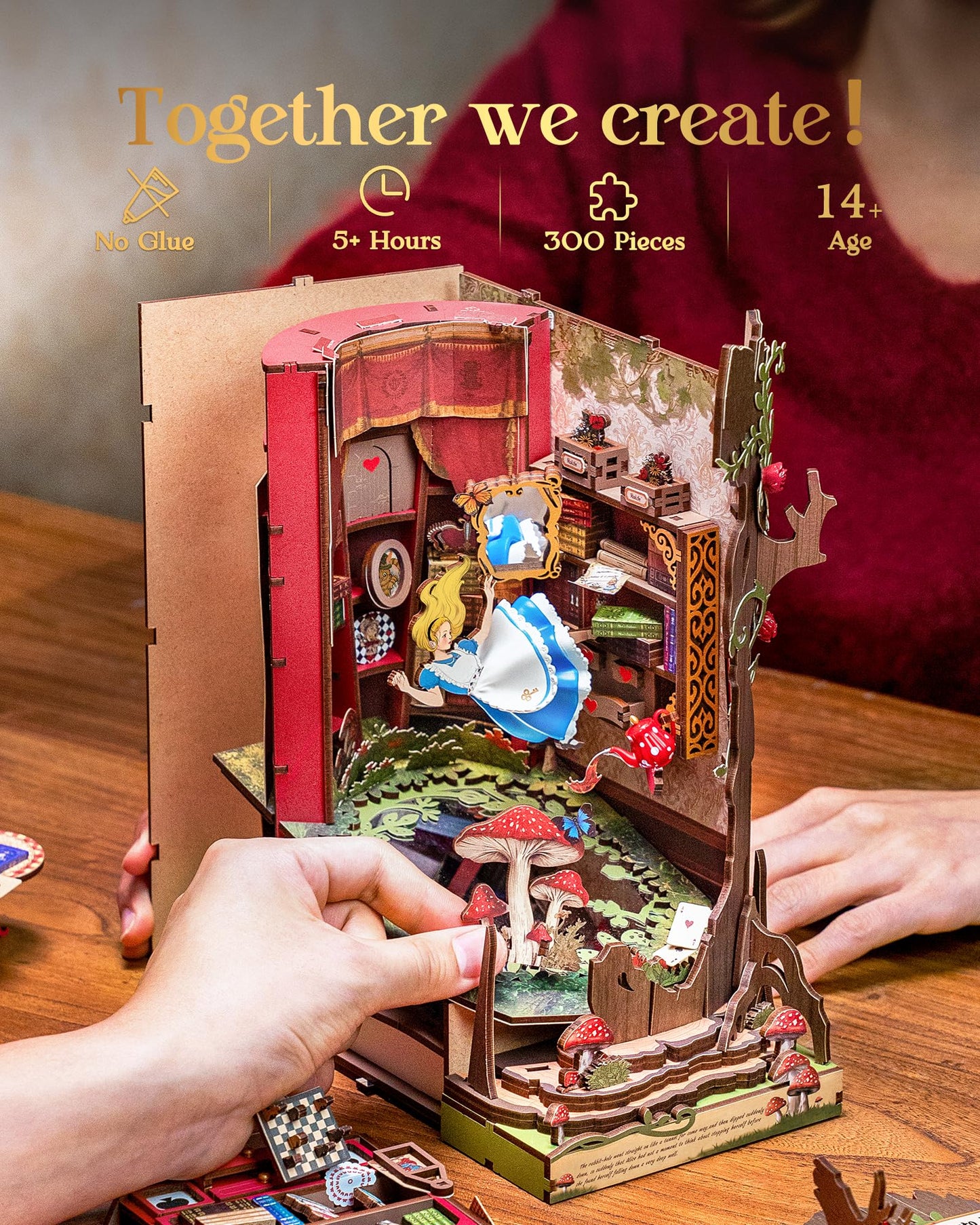 Rolife Book Nook Kit Fall into Wonder — 9.9-inch Tree Hollow 3D Wooden Puzzle with LEDs