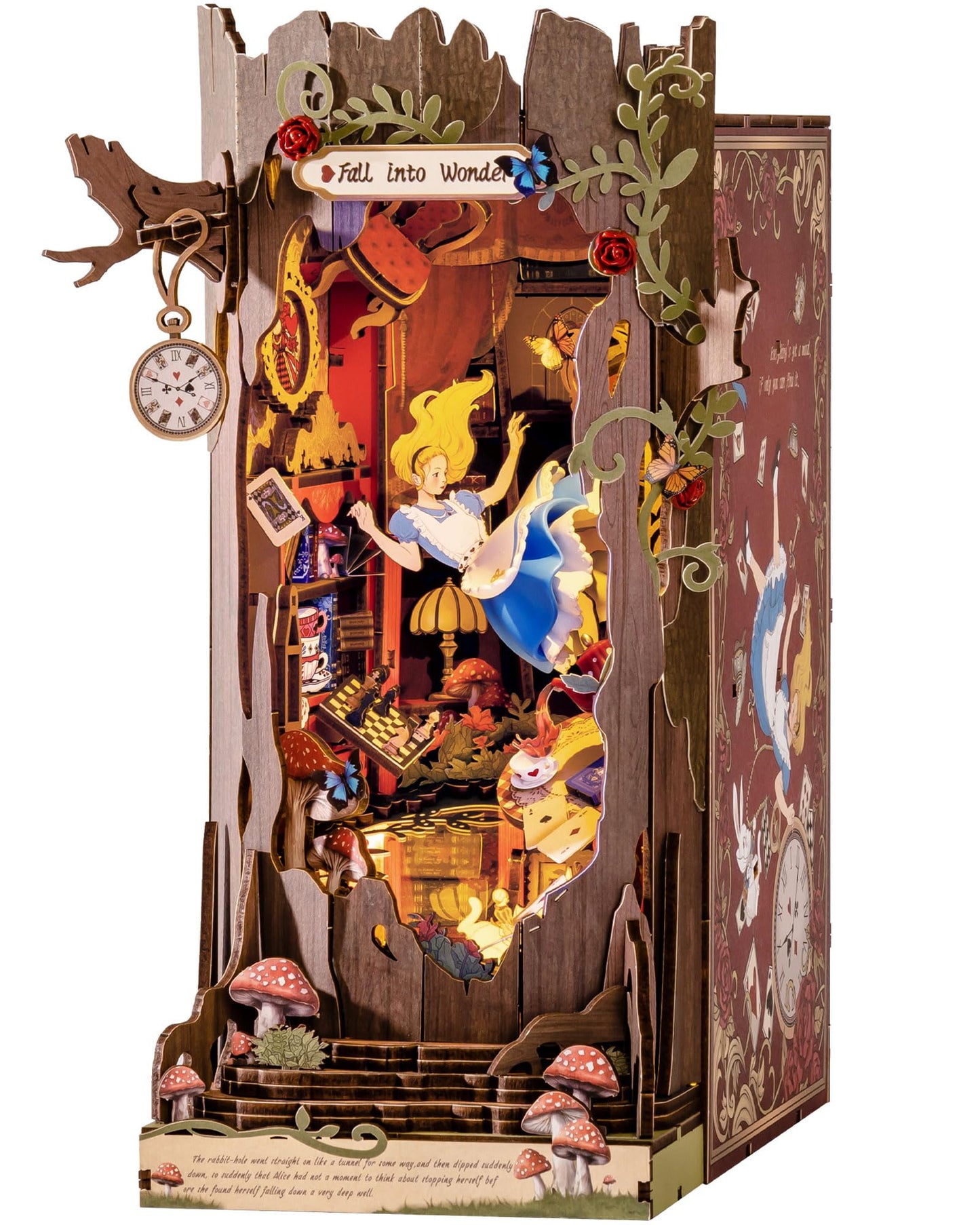 Rolife Book Nook Kit Fall into Wonder — 9.9-inch Tree Hollow 3D Wooden Puzzle with LEDs
