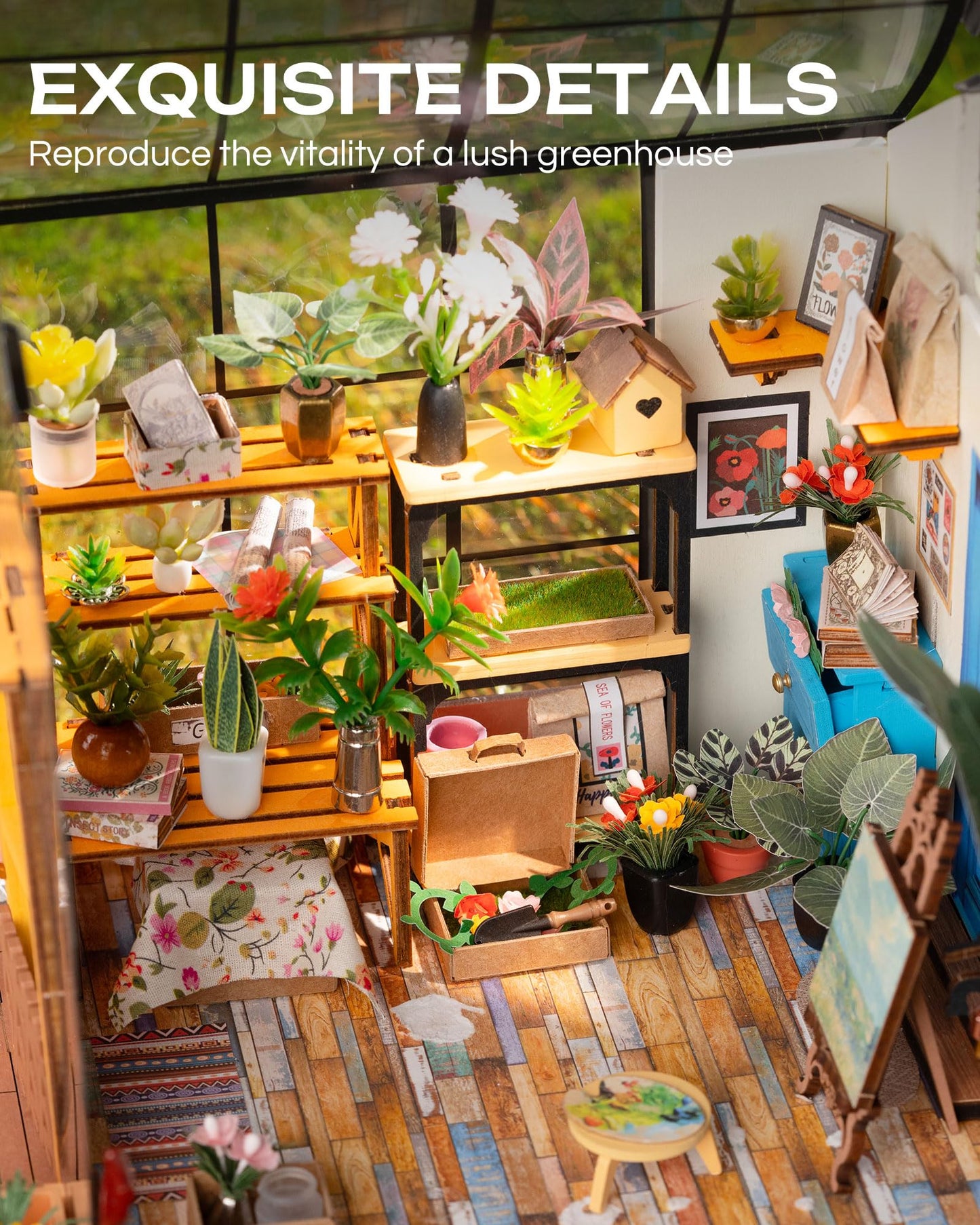 Rolife Cathy’s Flower House — 1/18 Greenhouse DIY Kit with LED Lights
