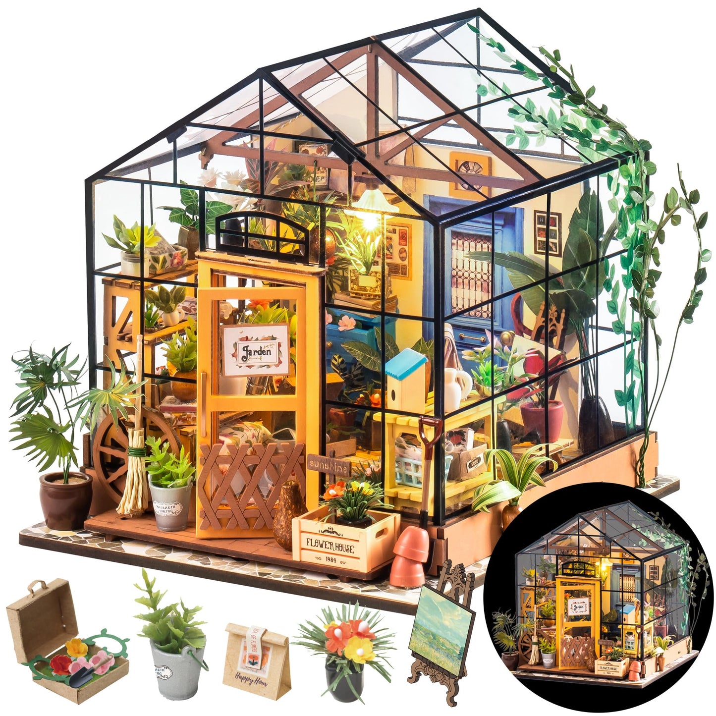 Rolife Cathy’s Greenhouse Miniature Kit – DIY Tabletop Decor & Gift Idea
