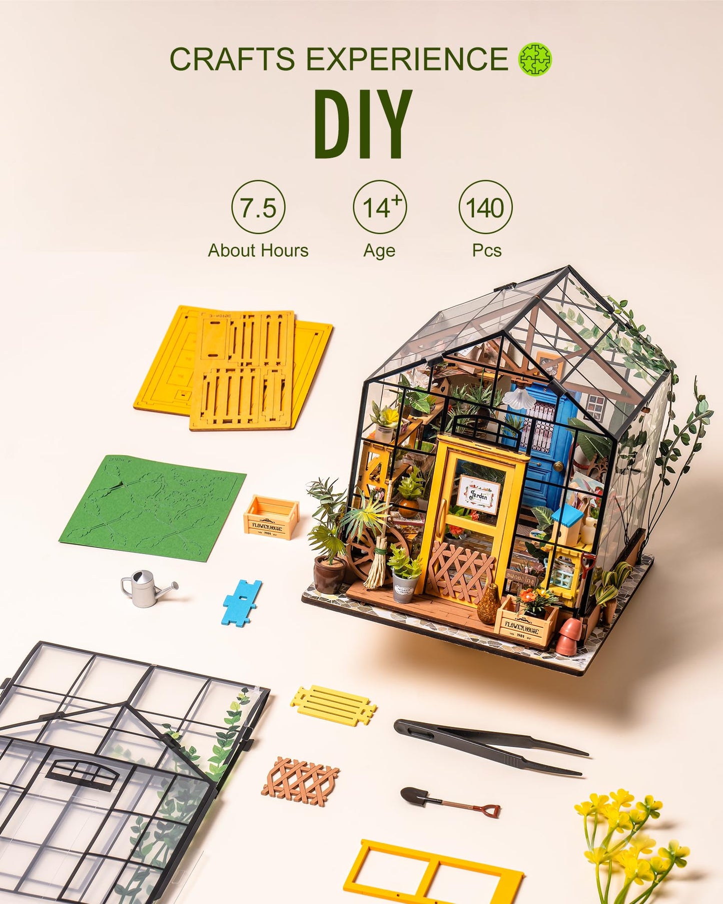 Rolife Cathy’s Greenhouse Miniature Kit – DIY Tabletop Decor & Gift Idea
