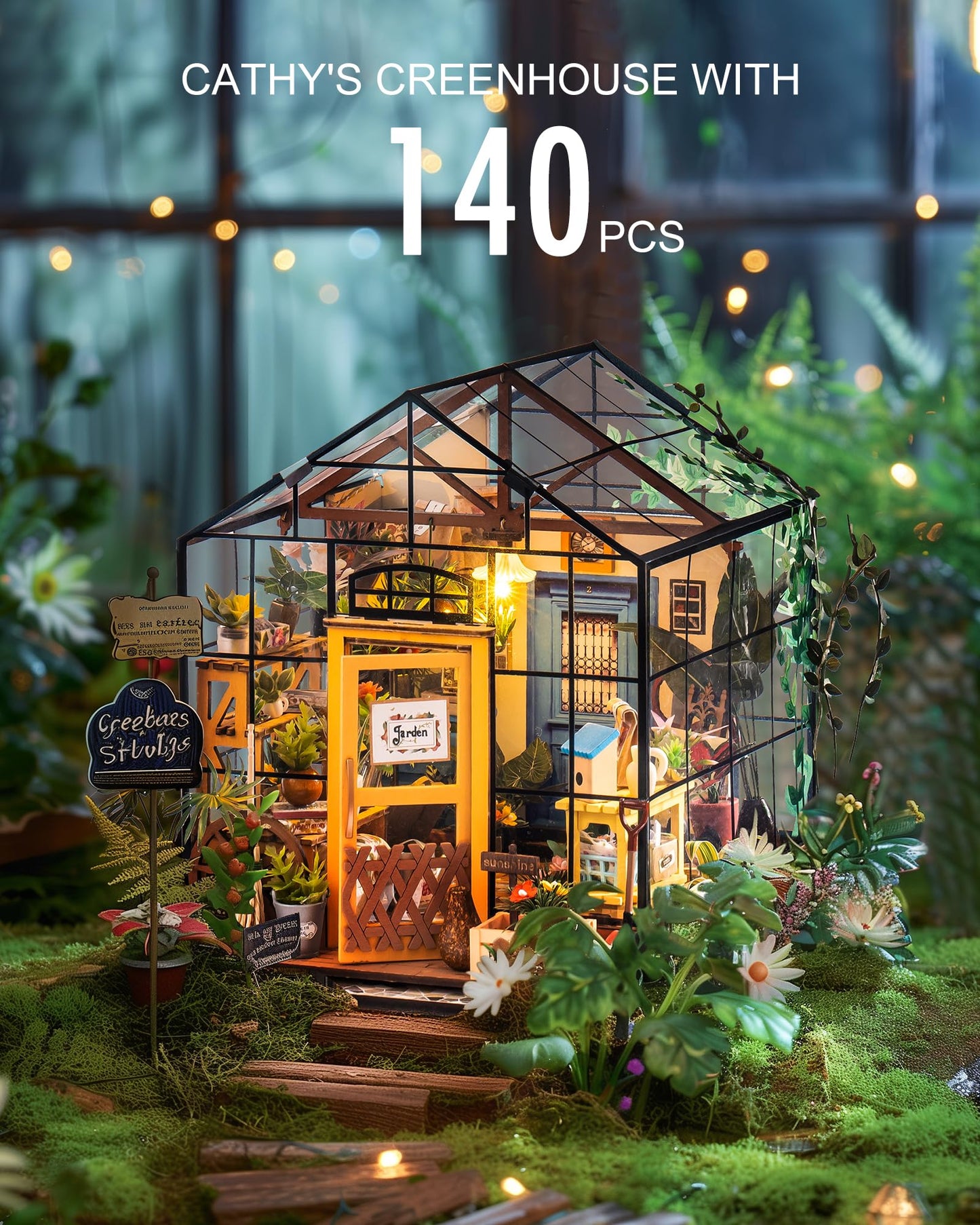 Rolife Cathy’s Greenhouse Miniature Kit – DIY Tabletop Decor & Gift Idea
