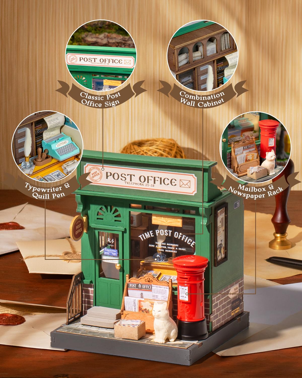 Rolife Century Post Office Miniature Kit – Detailed DIY Dollhouse by Rolife