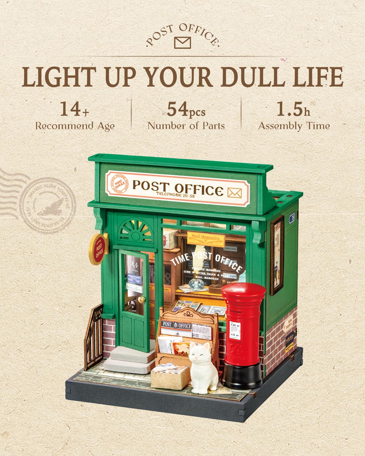 Rolife Century Post Office Miniature Kit – Detailed DIY Dollhouse by Rolife